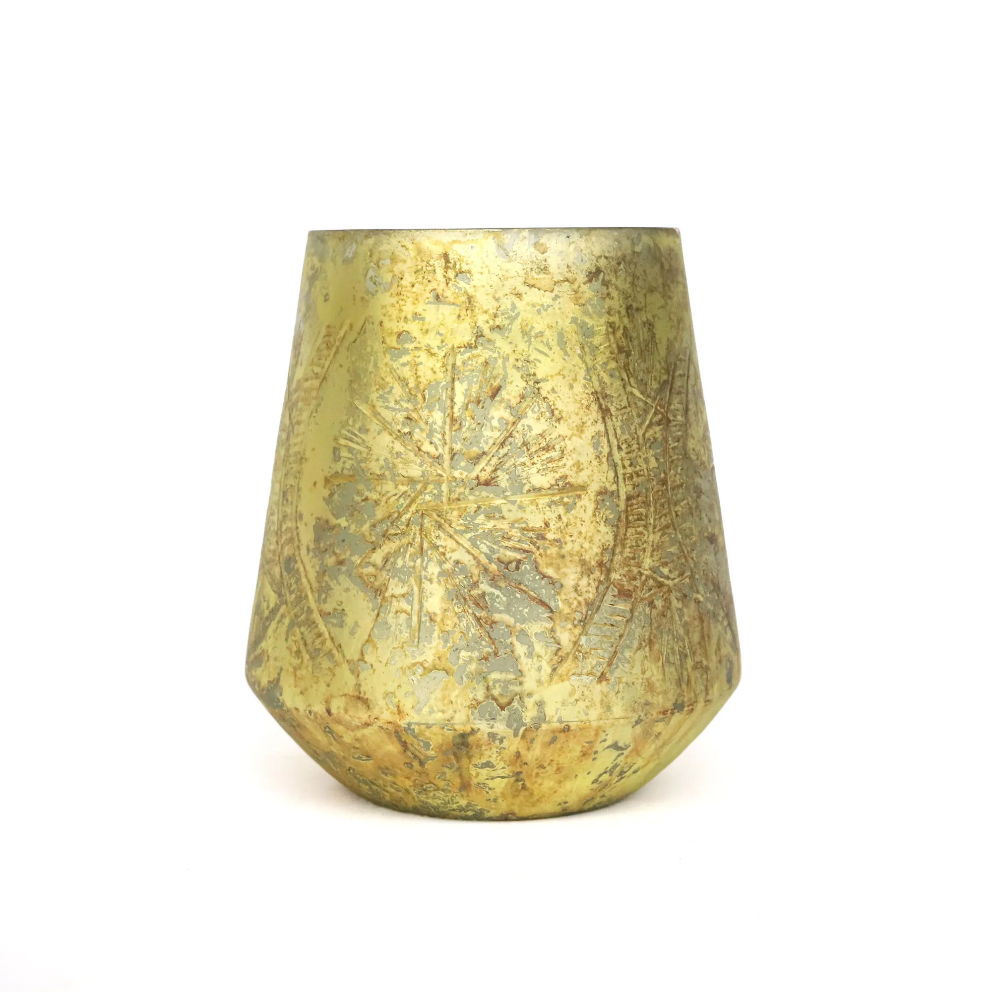 Windlicht 'Halo', vintage grün metallic, Ø 16 cm, H 15 cm