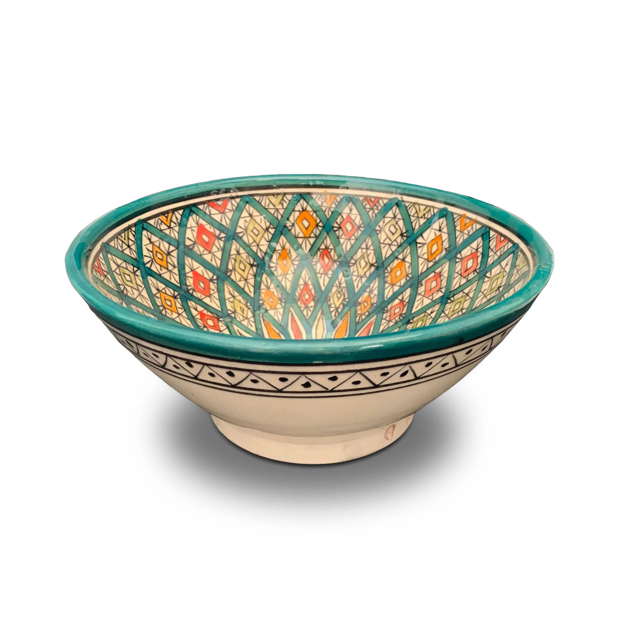 Zierschale, türkis gemustert, Ø 20 cm, H 9 cm