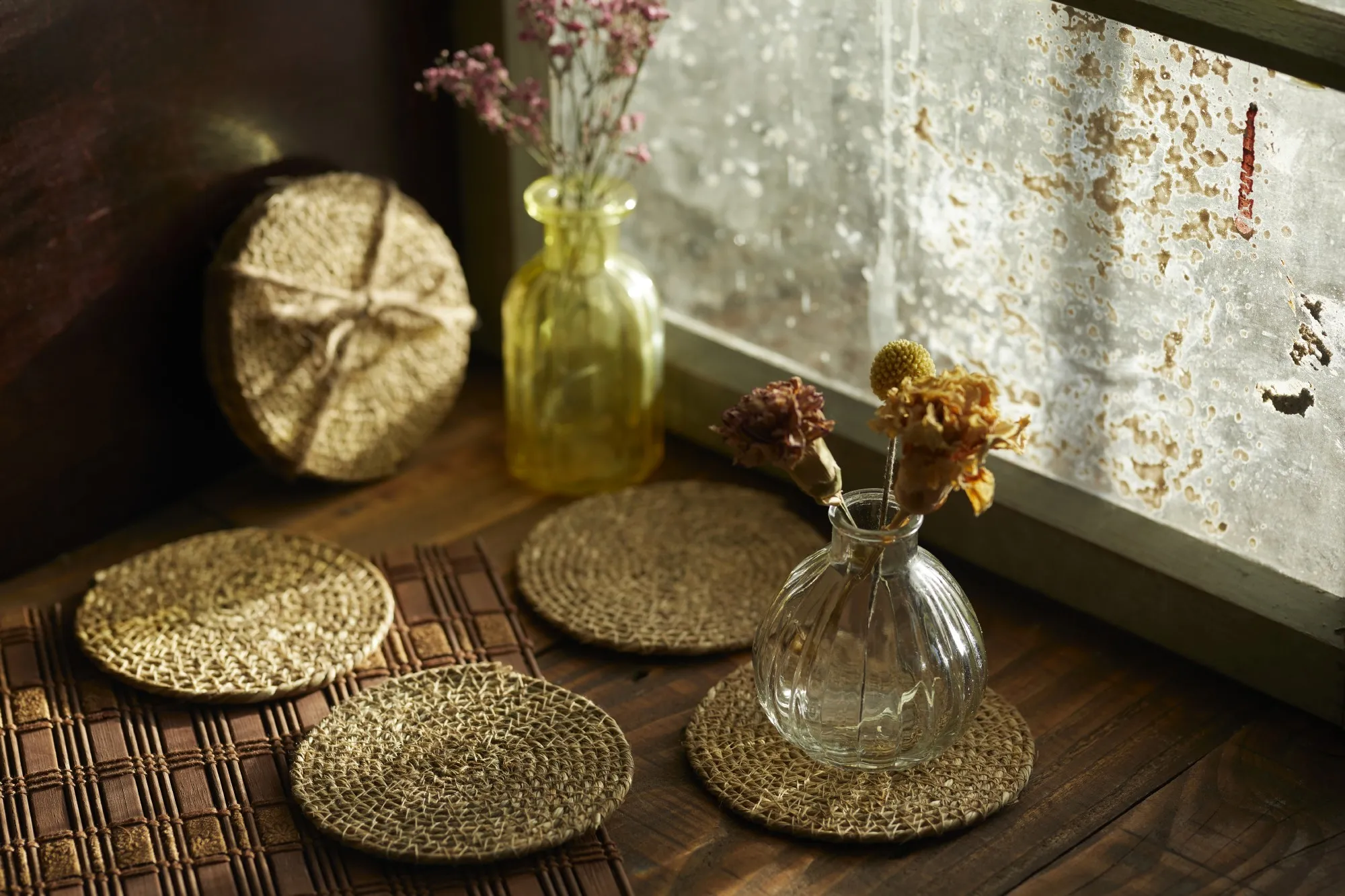 4er Jute-Untersetzer, natur, Ø 15 cm