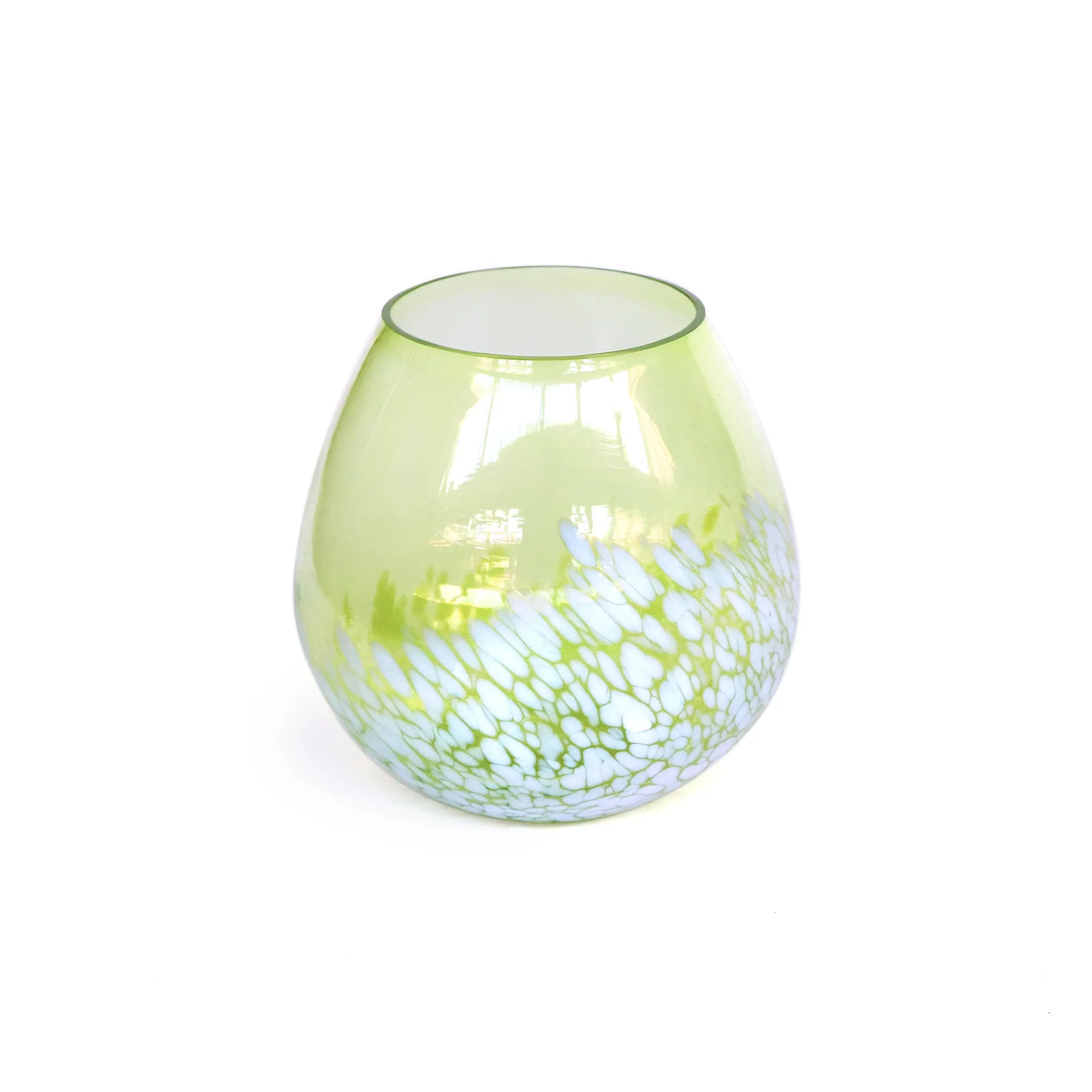 Windlicht gesprenkelt, grün-weiß, Ø 11 cm, H 11 cm