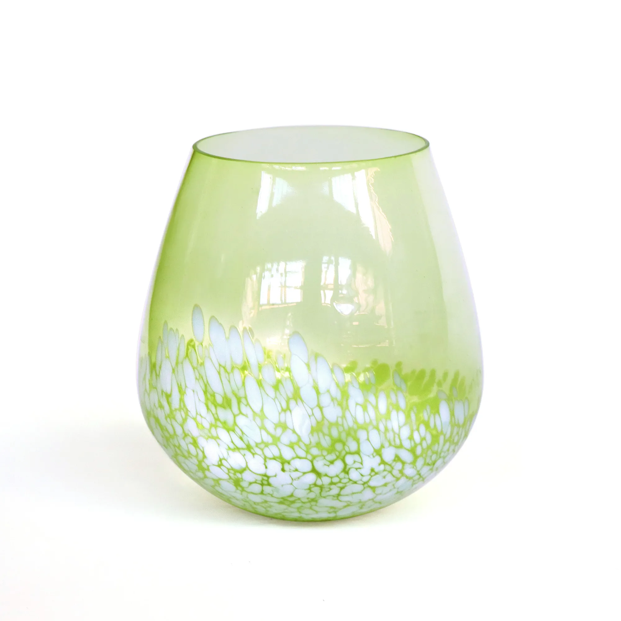 Windlicht gesprenkelt, grün-weiß, Ø 13 cm, H 13 cm