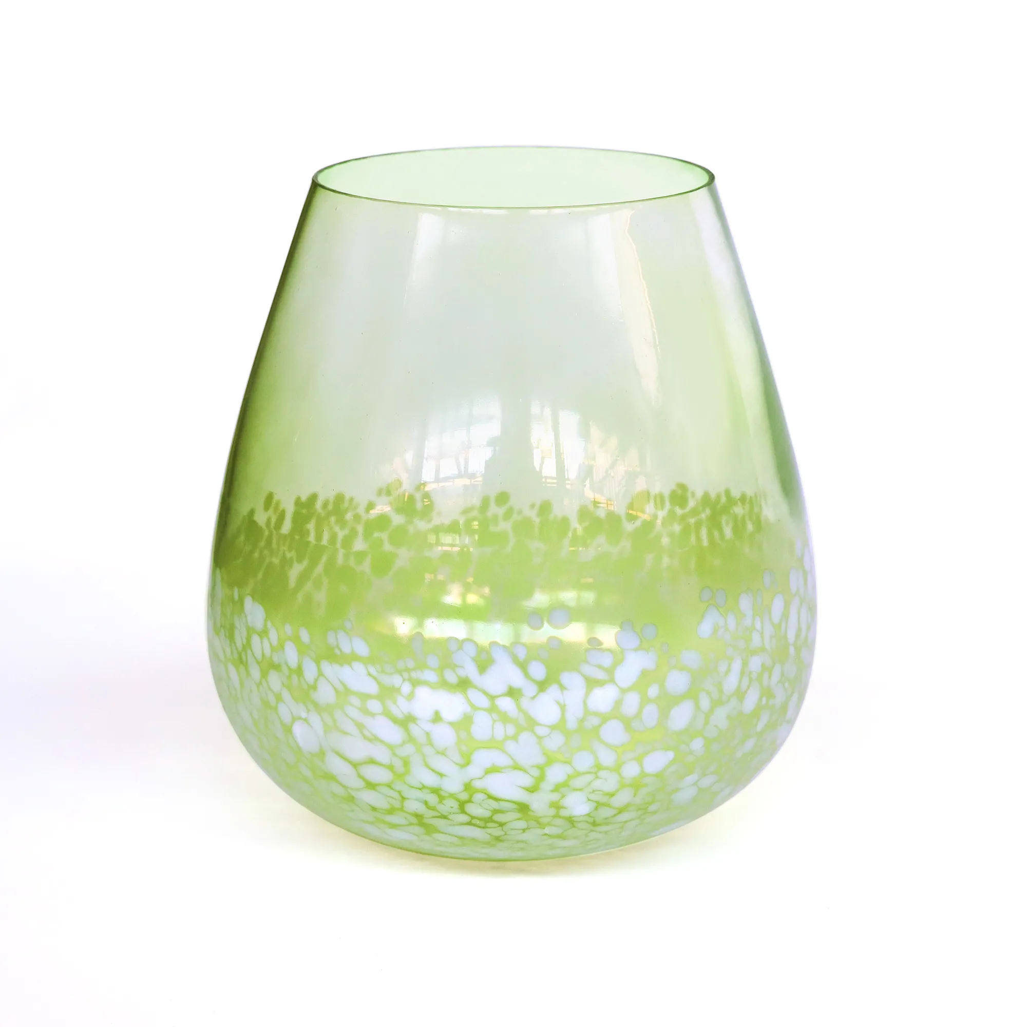 Windlicht gesprenkelt, grün-weiß, Ø 15 cm, H 16 cm