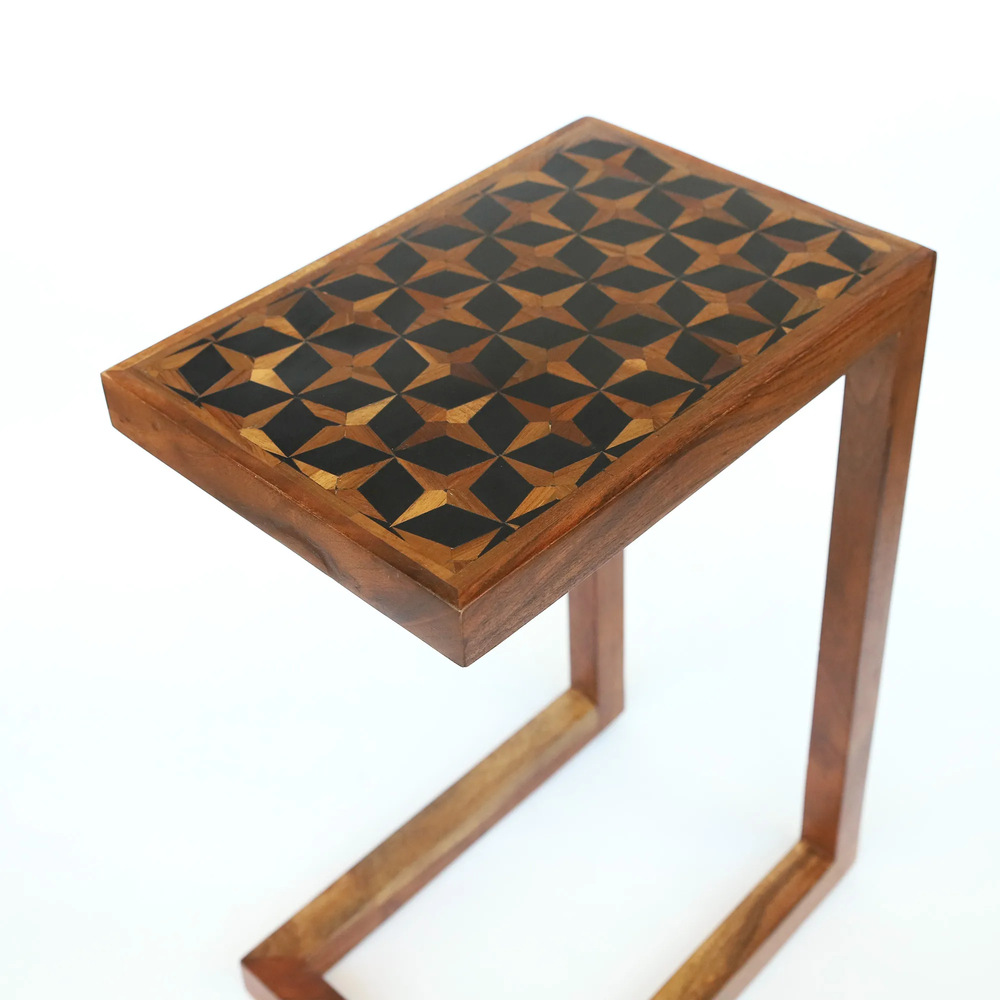 Sofa-Beistelltisch mit Intarsien, H 60 cm, B 42 cm, L 28 cm