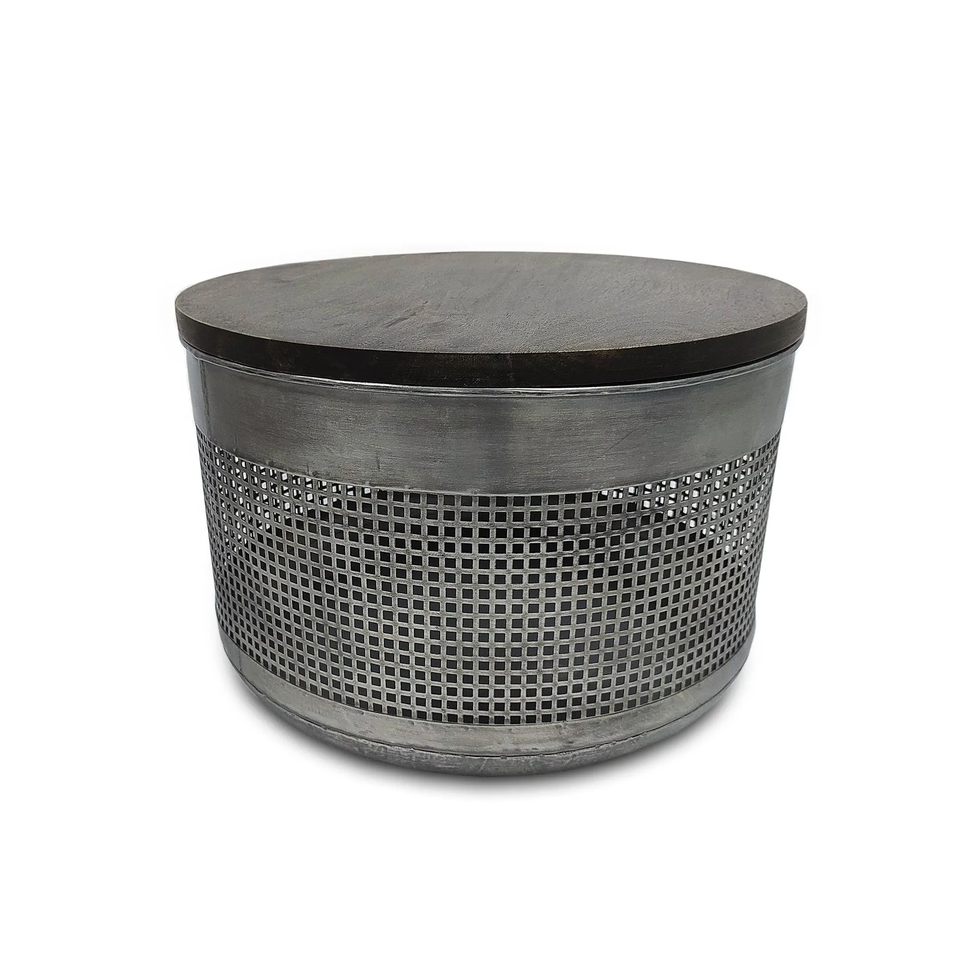 Eisenhocker mit Mangoholzplatte, Ø 36,5 cm, H 24,5 cm