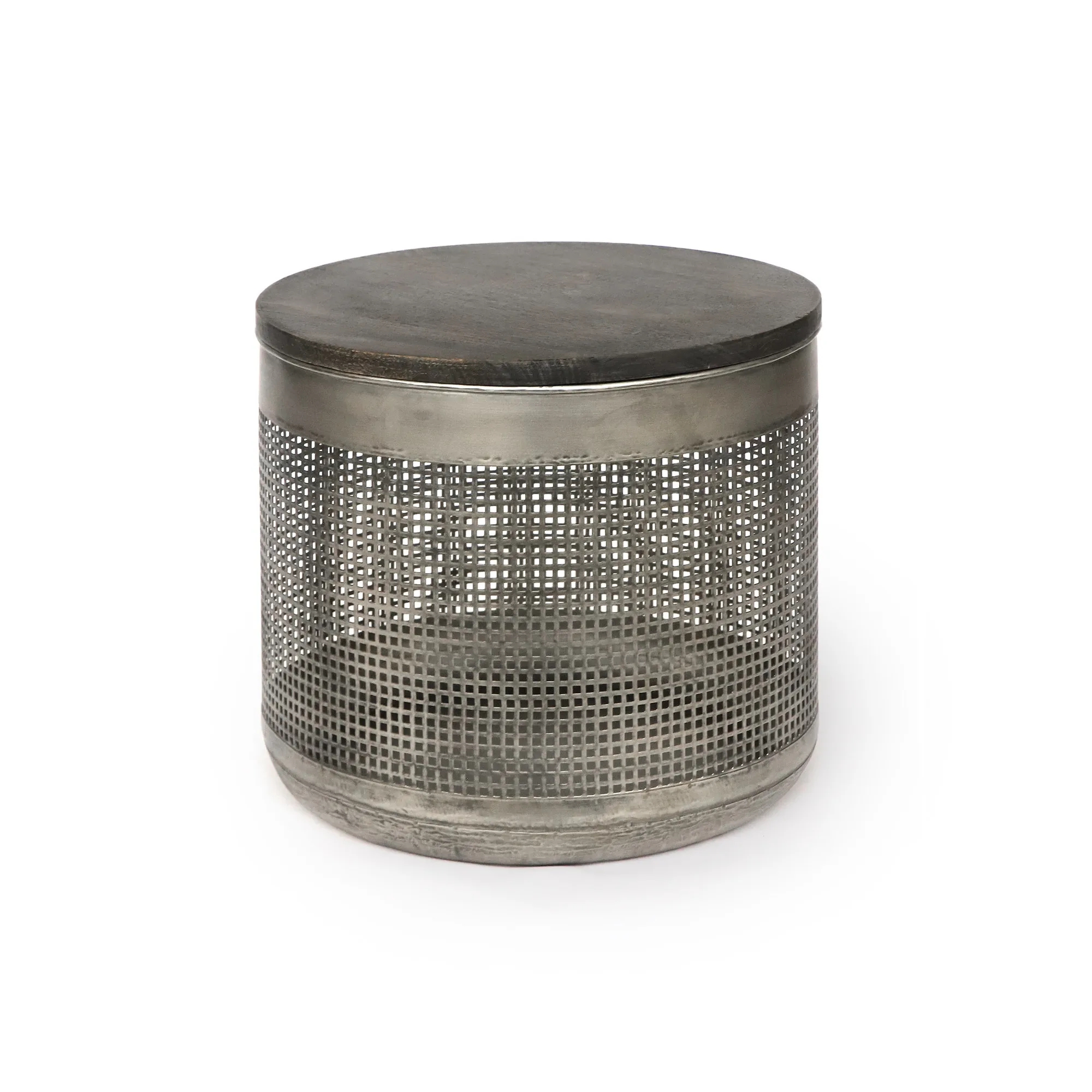 Eisenhocker mit Mangoholzplatte, Ø 37 cm, H 33 cm