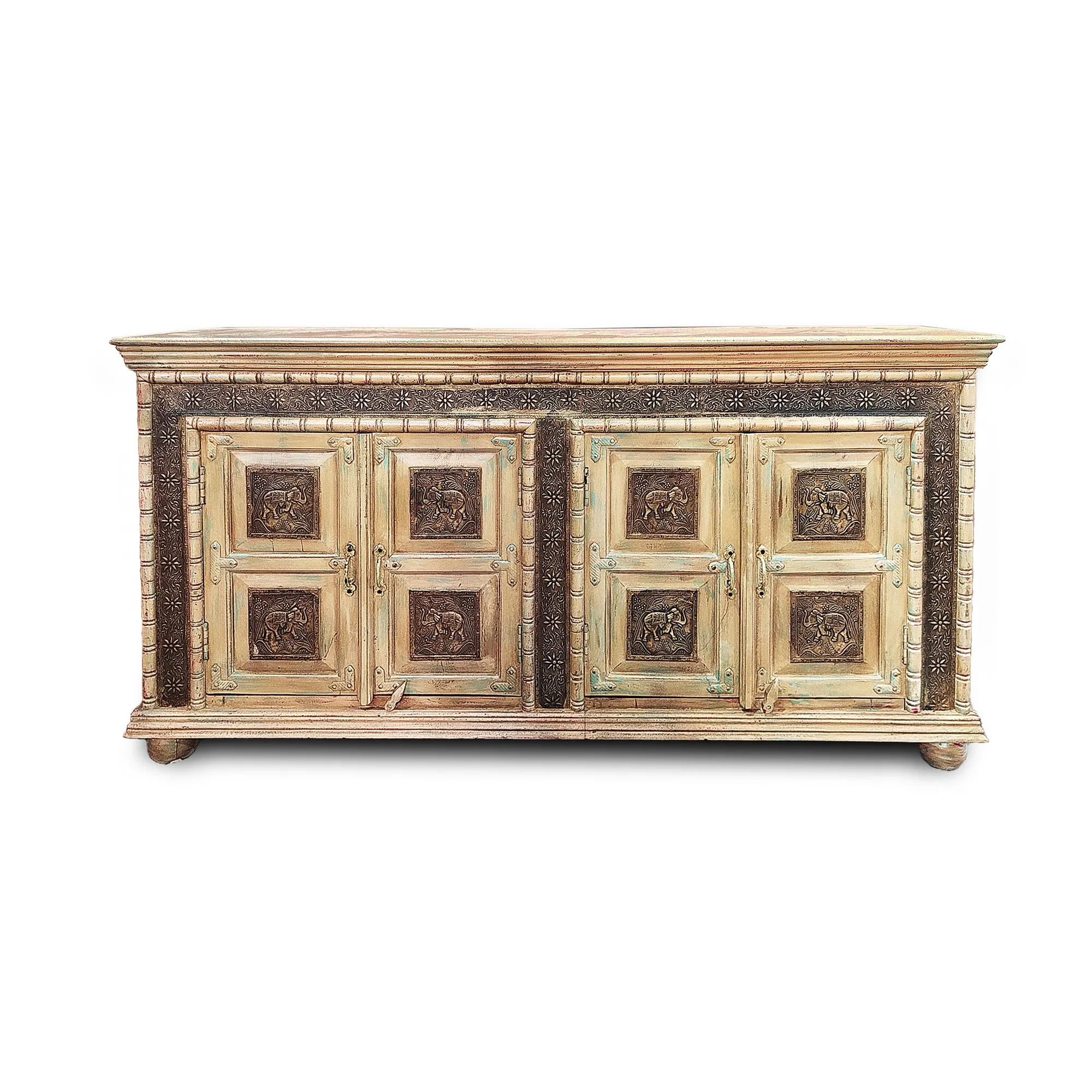 Sideboard mit Messingverzierungen, B 180 cm, T 40 cm, H 90 cm