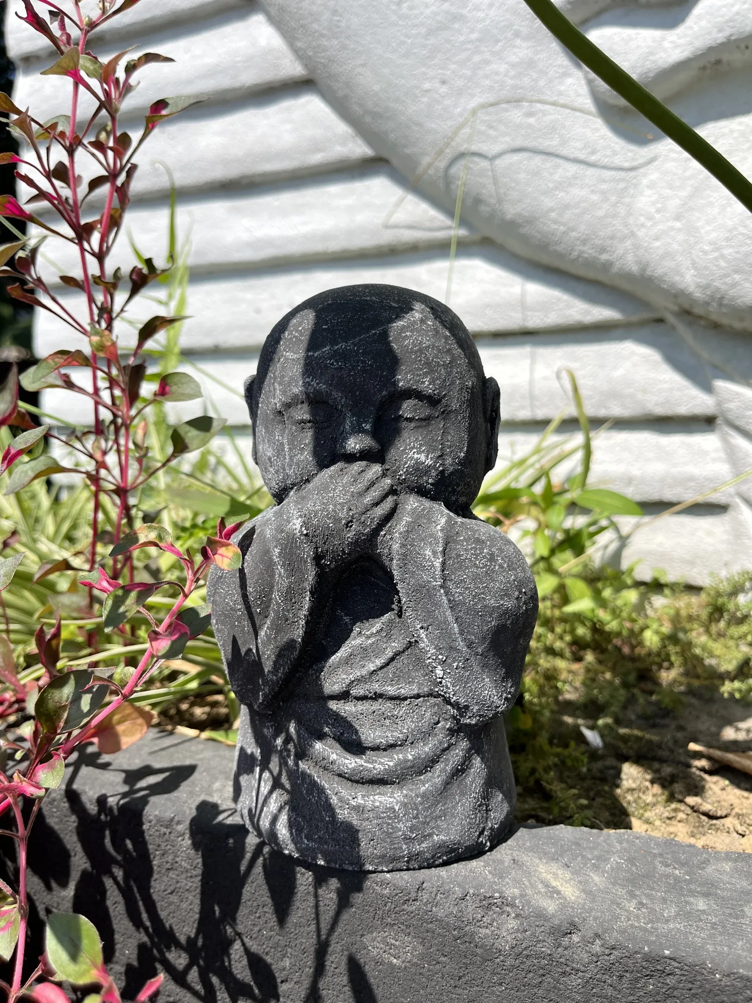 Zementfigur 'Fat Jizo - nichts sagen', H 17 cm, B 12 cm, T 8 cm