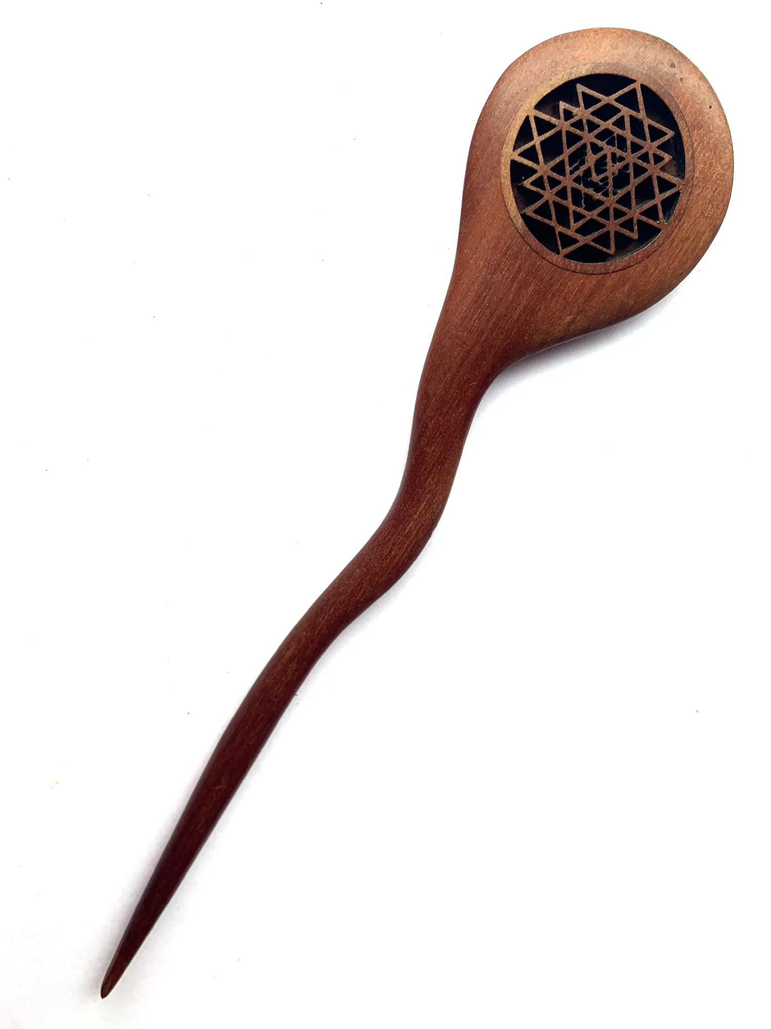 Haarnadel 'Sacred Geometry' aus Holz, L 17 cm, B 4 cm, H 0,7 cm