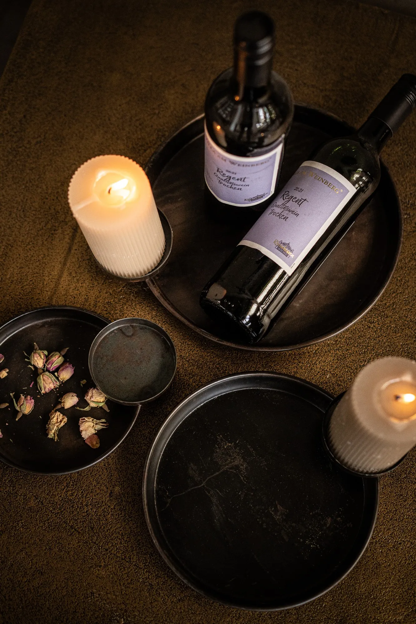 3er-Set runde Ablagen aus Eisen, anthrazit