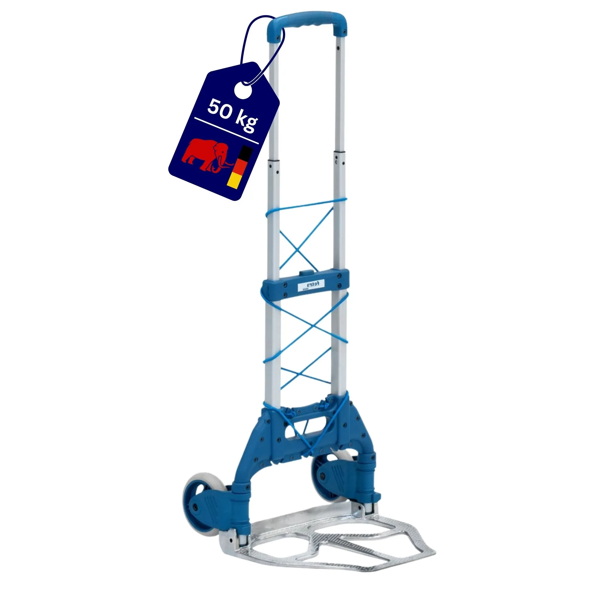 Fetra Alu-Paketroller mit klappbarer Standardschaufel & pannensichere Vollgummibereifung | Traglast 50kg | Silber