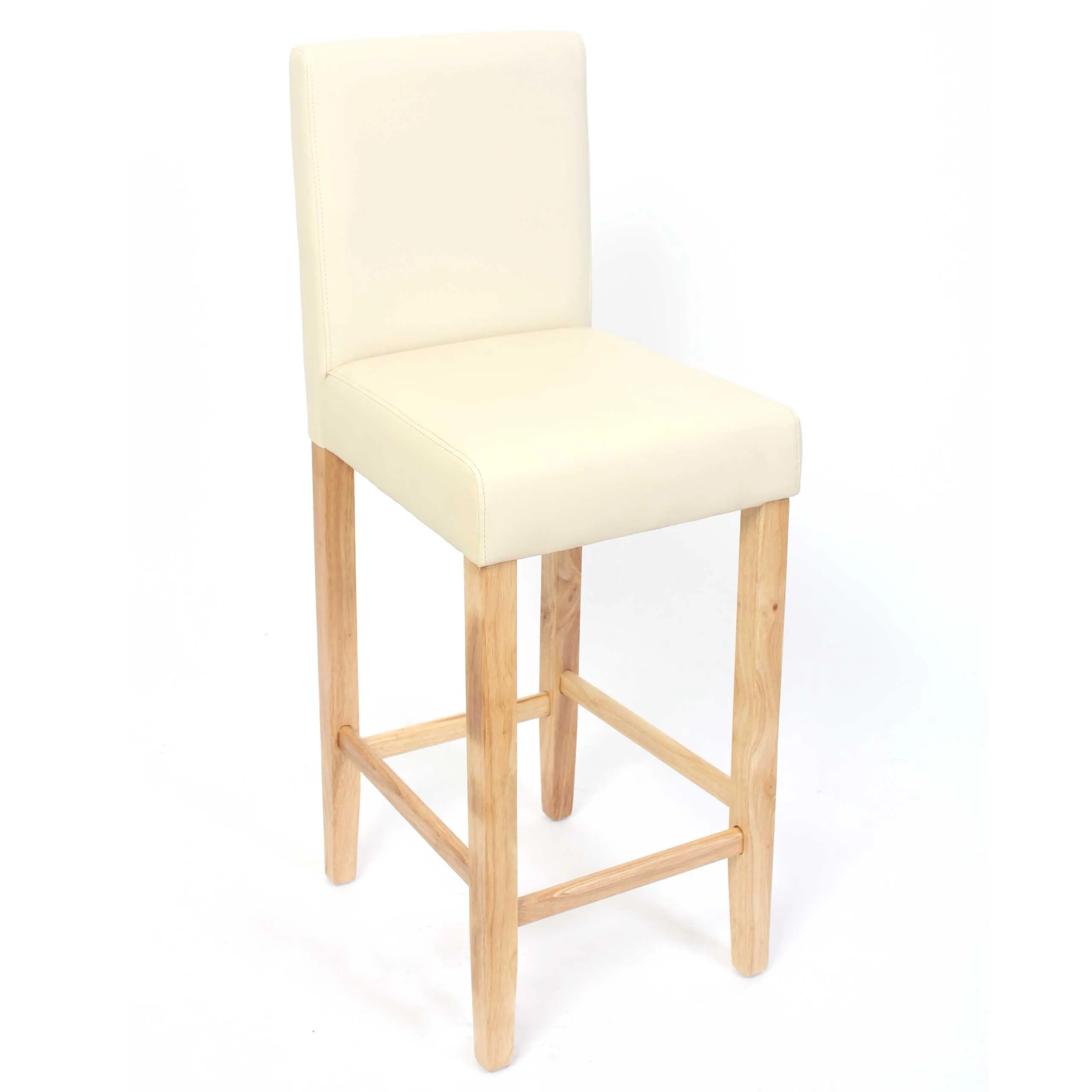 2er-Set Barhocker gepolstert mit Lehne Barstuhl Kunstleder | Sitzhöhe 74cm | helle Füße| Creme
