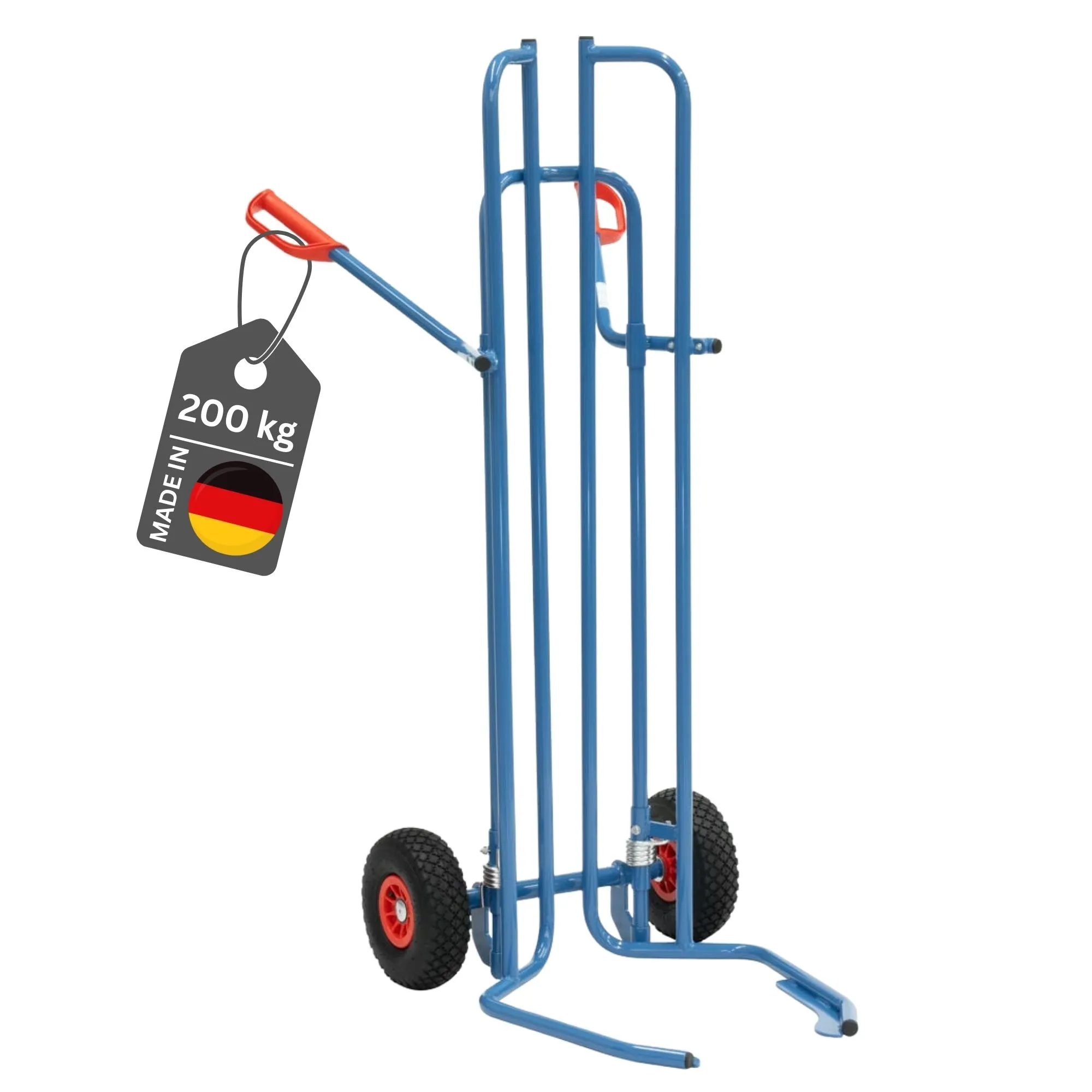 Fetra Reifenkarre für normalgroße Reifen mit Spreizaufnahmen & pannensichere PU-Bereifung | Traglast 200kg | Made in Germany | Blau