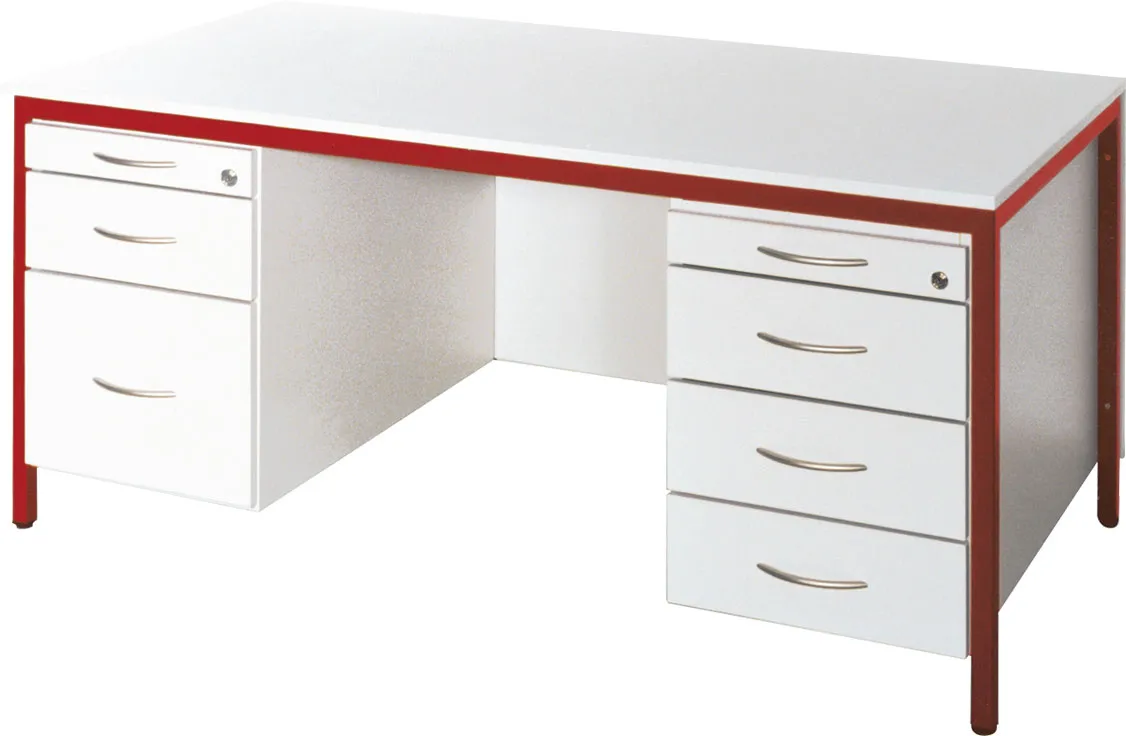 Baum & Hien Lehrerpult Modell 5 mit Frontblende und zwei Hängecontainern