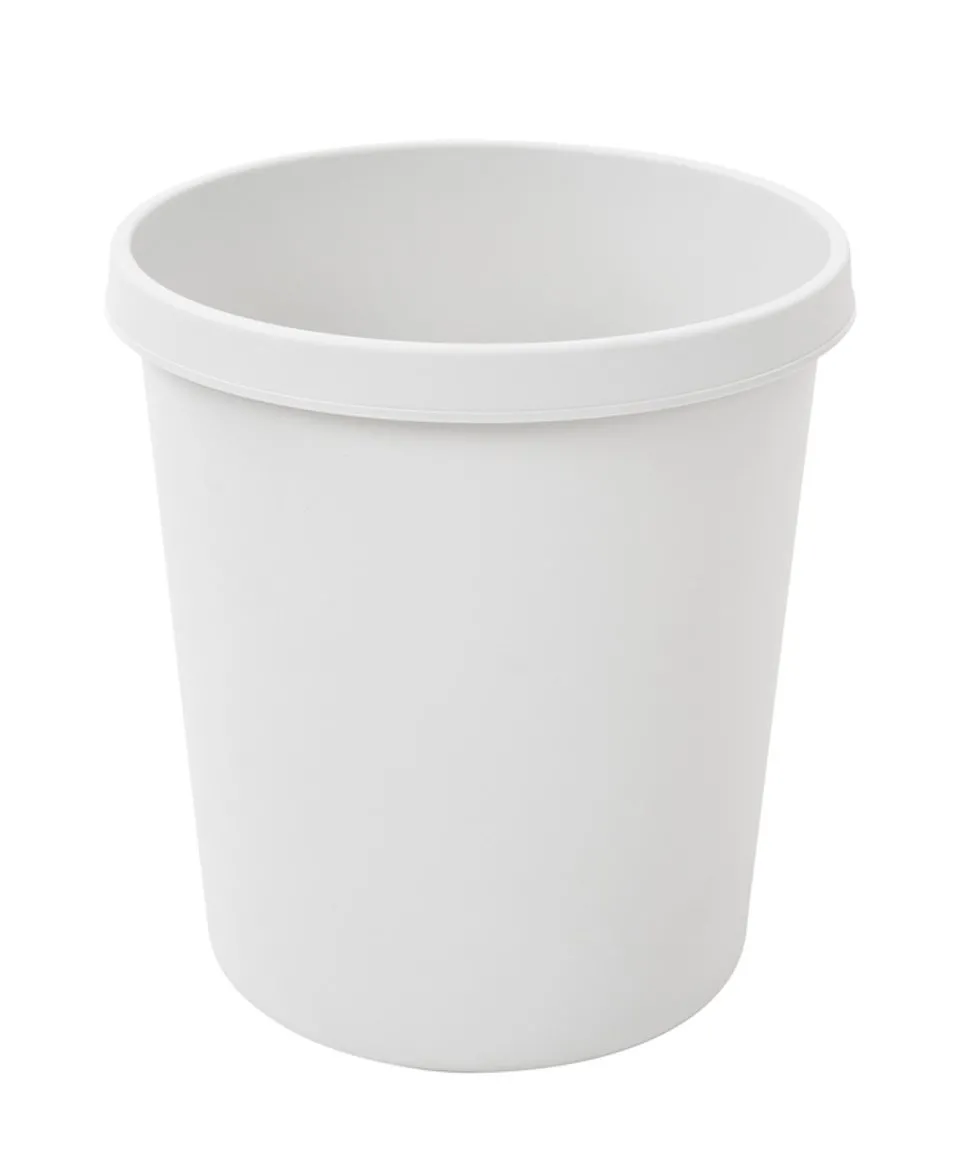Klassischer runder Kunststoff Papierkorb | 18 Liter, HxBxT 32x31x31cm | Grau