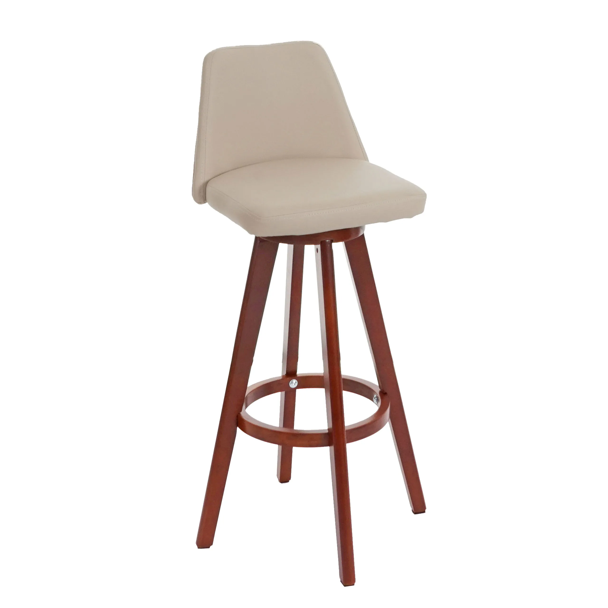 Barhocker drehbar mit Lehne | Sitzhöhe 72cm | Holz Kunstleder drehbar | Creme | Barstuhl Tresenhocker
