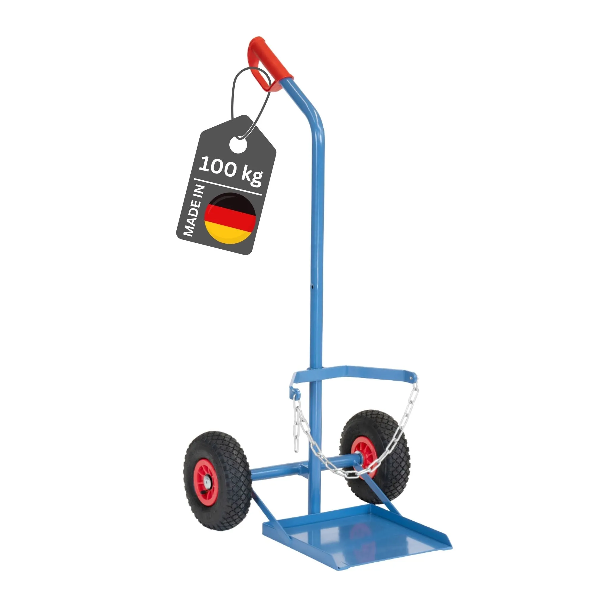 Fetra Stahlflaschenkarre für eine Propangasflasche mit Luftbereifung | Traglast 100kg | Made in Germany | Blau