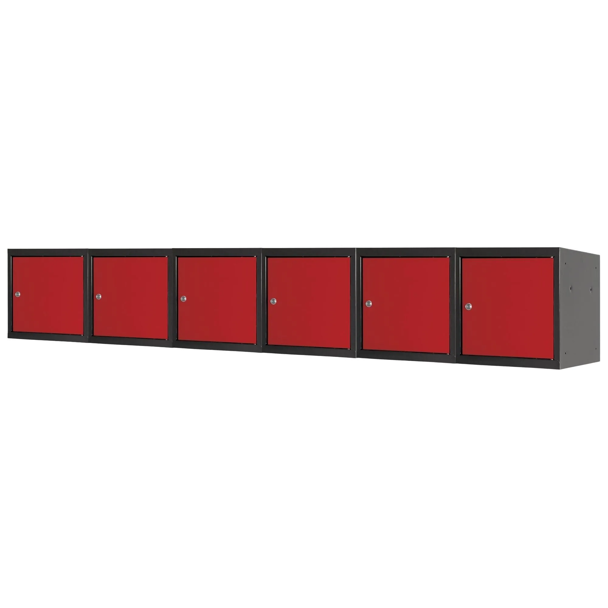 Mega Deal | 6x Schließfachwürfel Blocky mit Zylinderschloss + 2 Schlüssel | HxBxT 40x40x40cm | Anthrazit/Verkehrsrot