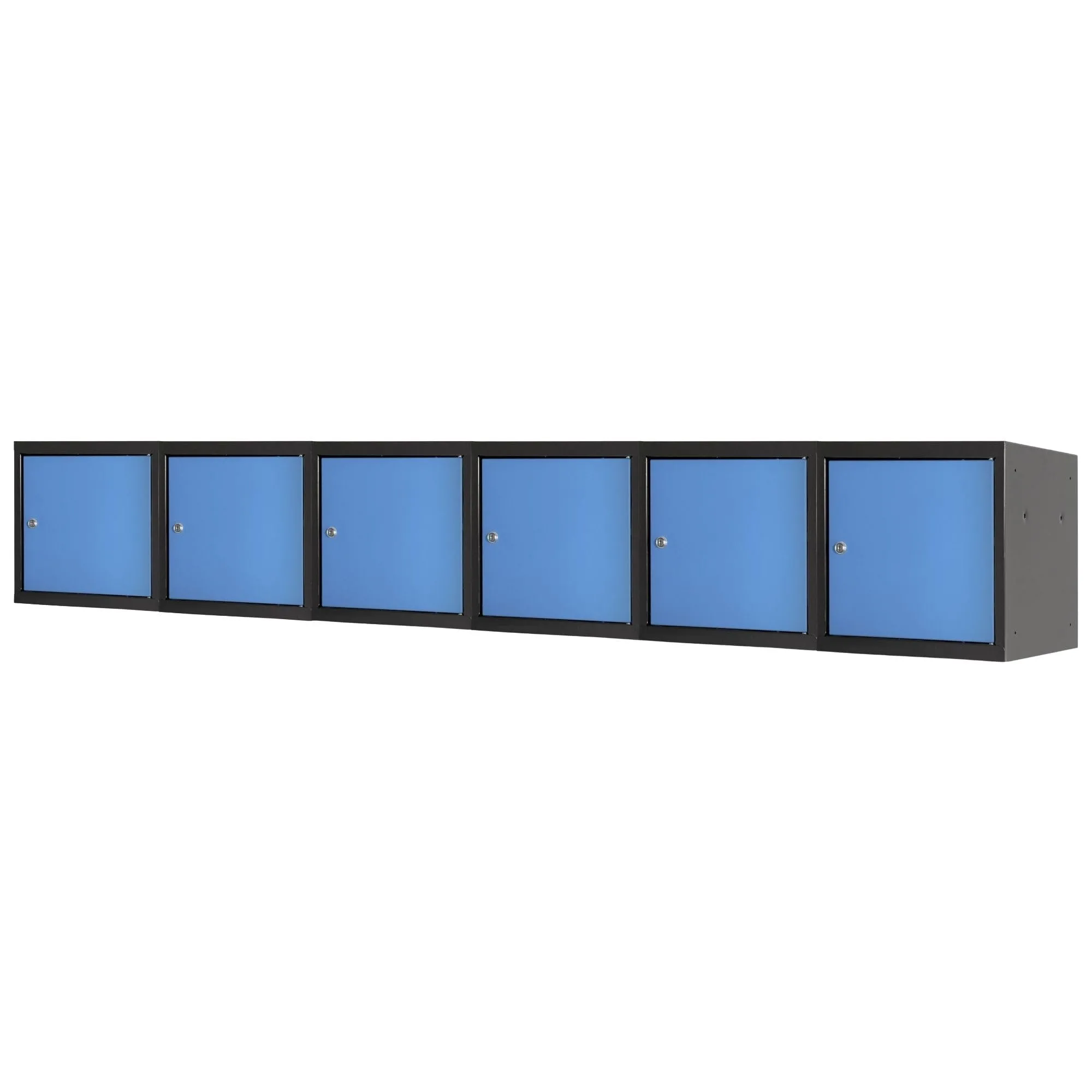 Mega Deal | 6x Schließfachwürfel Blocky mit Zylinderschloss + 2 Schlüssel | HxBxT 40x40x40cm | Anthrazit/Lichtblau