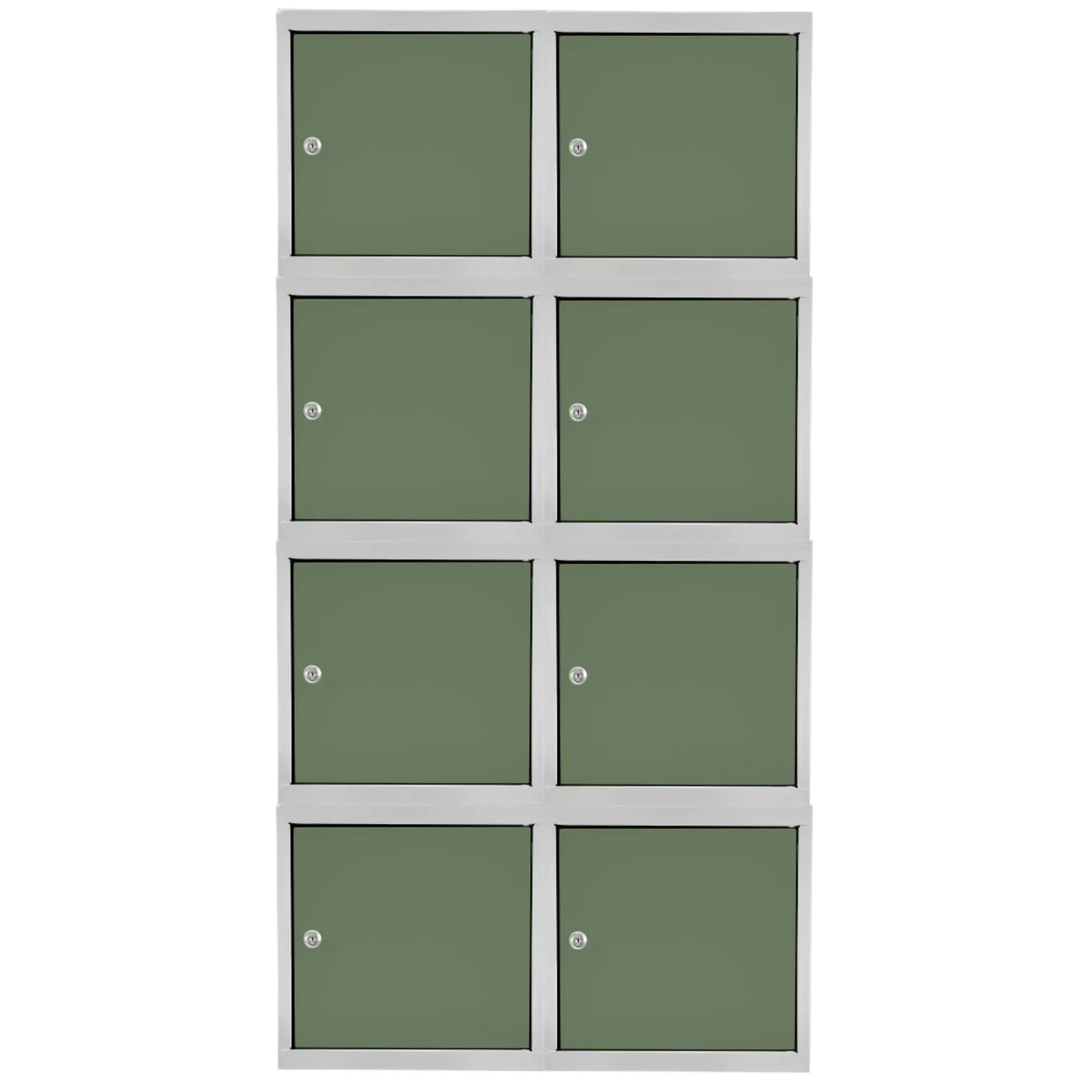 Mega Deal | 8x Schließfachwürfel Blocky mit Zylinderschloss + 2 Schlüssel | HxBxT 40x40x40cm | Lichtgrau/Grün