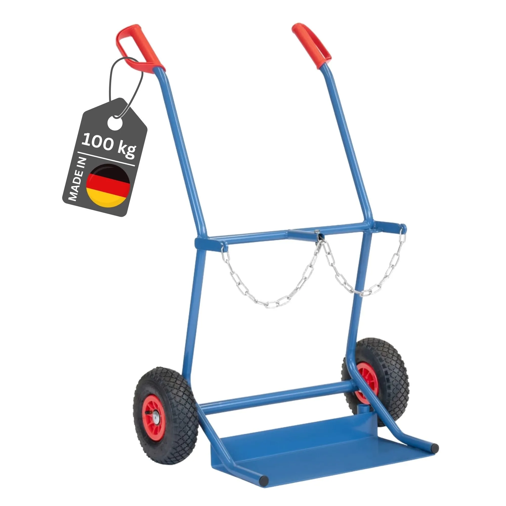 Fetra Stahlflaschenkarre für zwei 20 Liter Stahlflaschen Ø 204mm mit Luftbereifung | Traglast 100kg | Made in Germany | Blau