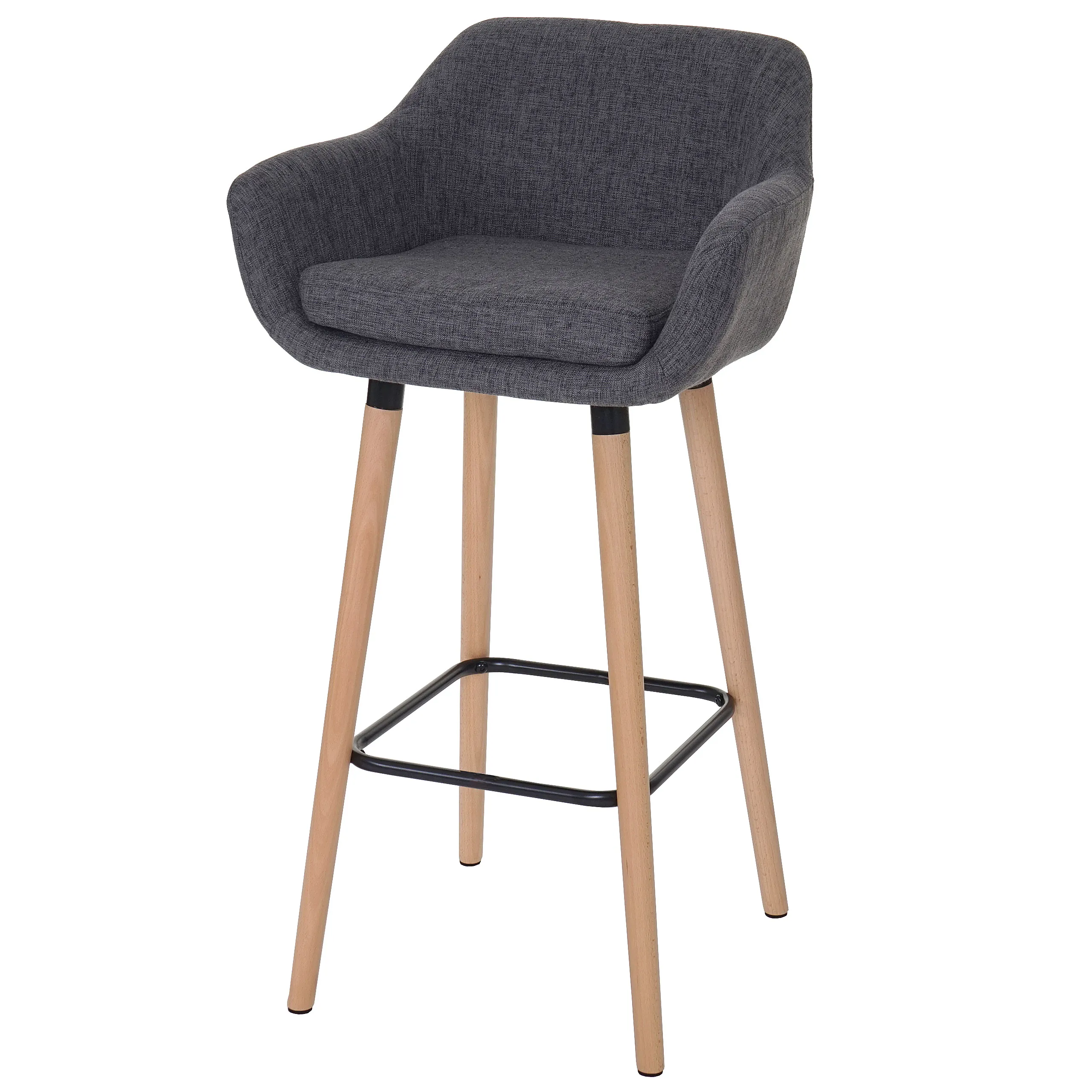 2er-Set Barhocker Oslo mit Lehne | Sitzhöhe 79cm | Textil | Grau | Barstuhl Tresenhocker