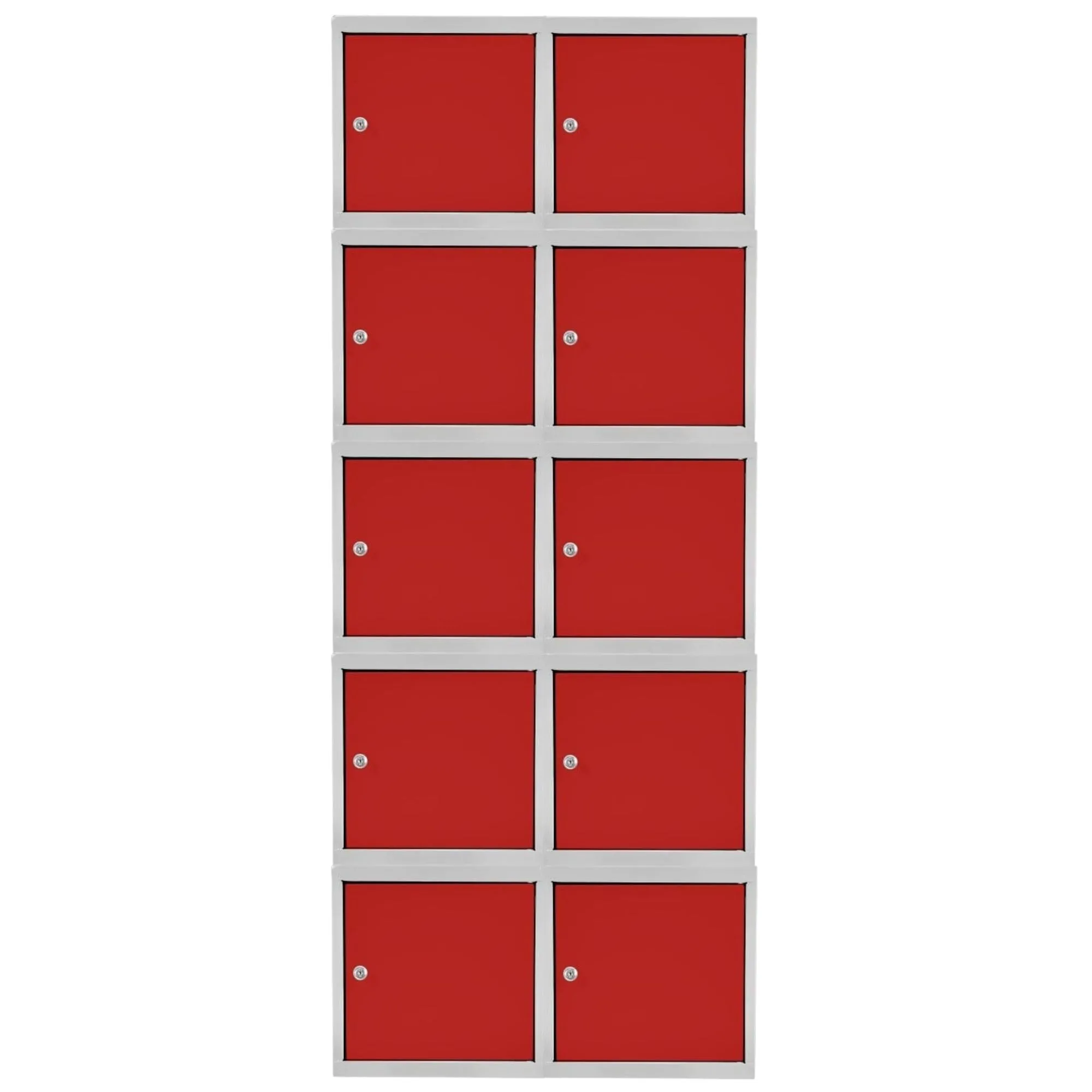 Mega Deal | 10x Schließfachwürfel Blocky mit Zylinderschloss + 2 Schlüssel | HxBxT 40x40x40cm | Lichtgrau/Rot