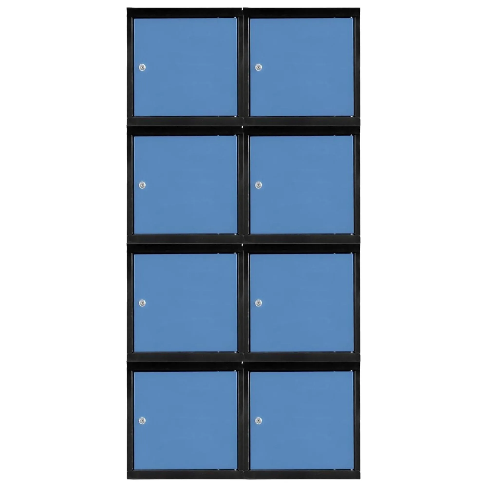 Mega Deal | 8x Schließfachwürfel Blocky mit Zylinderschloss + 2 Schlüssel | HxBxT 40x40x40cm | Anthrazit/Lichtblau