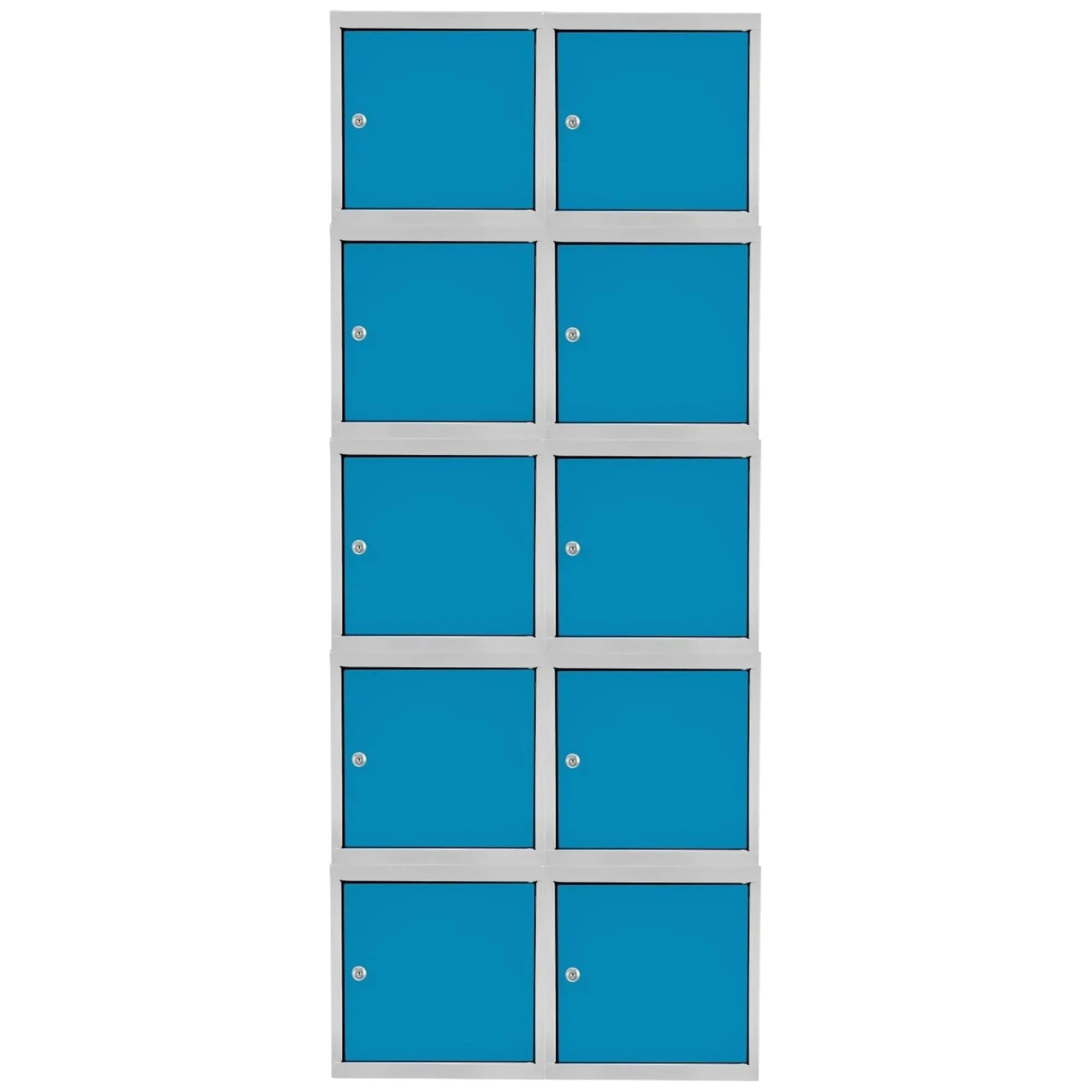 Mega Deal | 10x Schließfachwürfel Blocky mit Zylinderschloss + 2 Schlüssel | HxBxT 40x40x40cm | Lichtgrau/Lichtblau