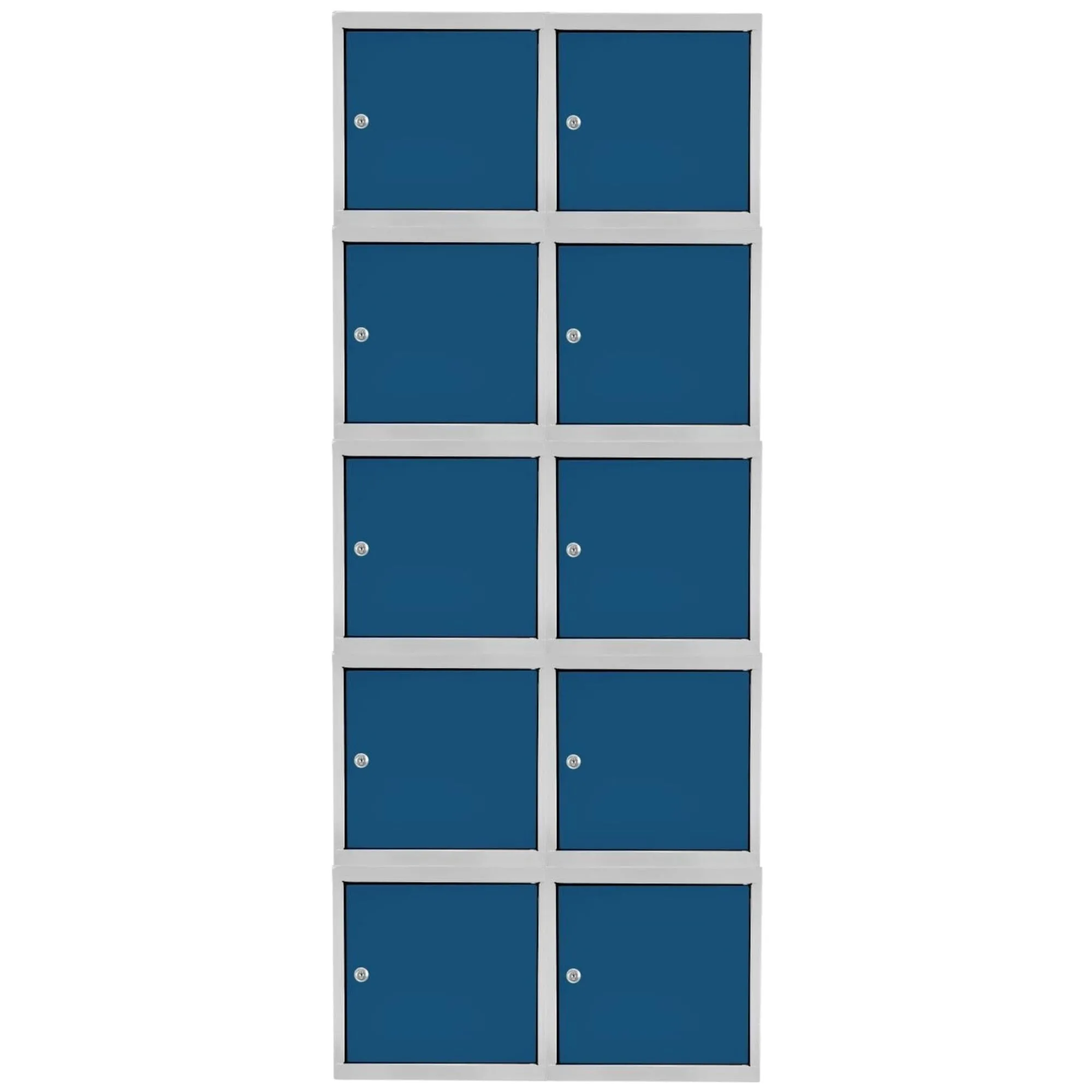 Mega Deal | 10x Schließfachwürfel Blocky mit Zylinderschloss + 2 Schlüssel | HxBxT 40x40x40cm | Lichtgrau/Blau