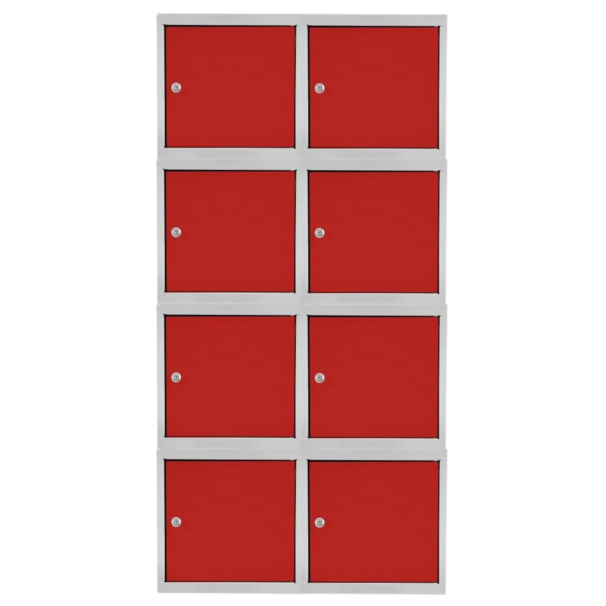 Mega Deal | 8x Schließfachwürfel Blocky mit Zylinderschloss + 2 Schlüssel | HxBxT 40x40x40cm | Lichtgrau/Rot