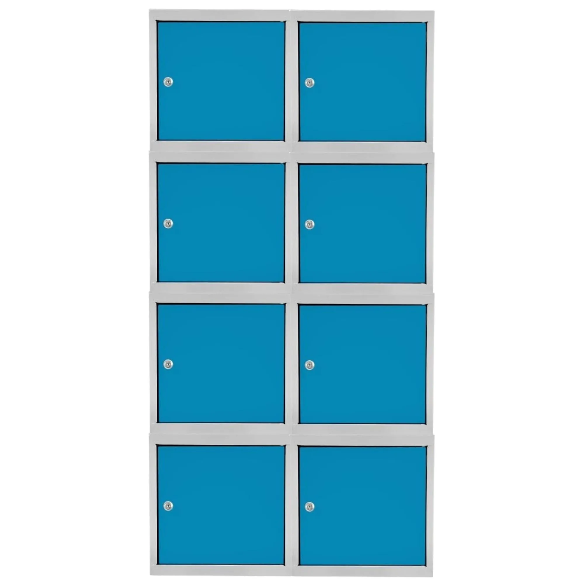 Mega Deal | 8x Schließfachwürfel Blocky mit Zylinderschloss + 2 Schlüssel | HxBxT 40x40x40cm | Lichtgrau/Lichtblau