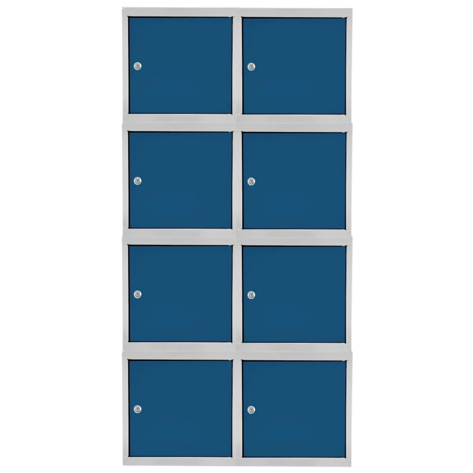 Mega Deal | 8x Schließfachwürfel Blocky mit Zylinderschloss + 2 Schlüssel | HxBxT 40x40x40cm | Lichtgrau/Blau