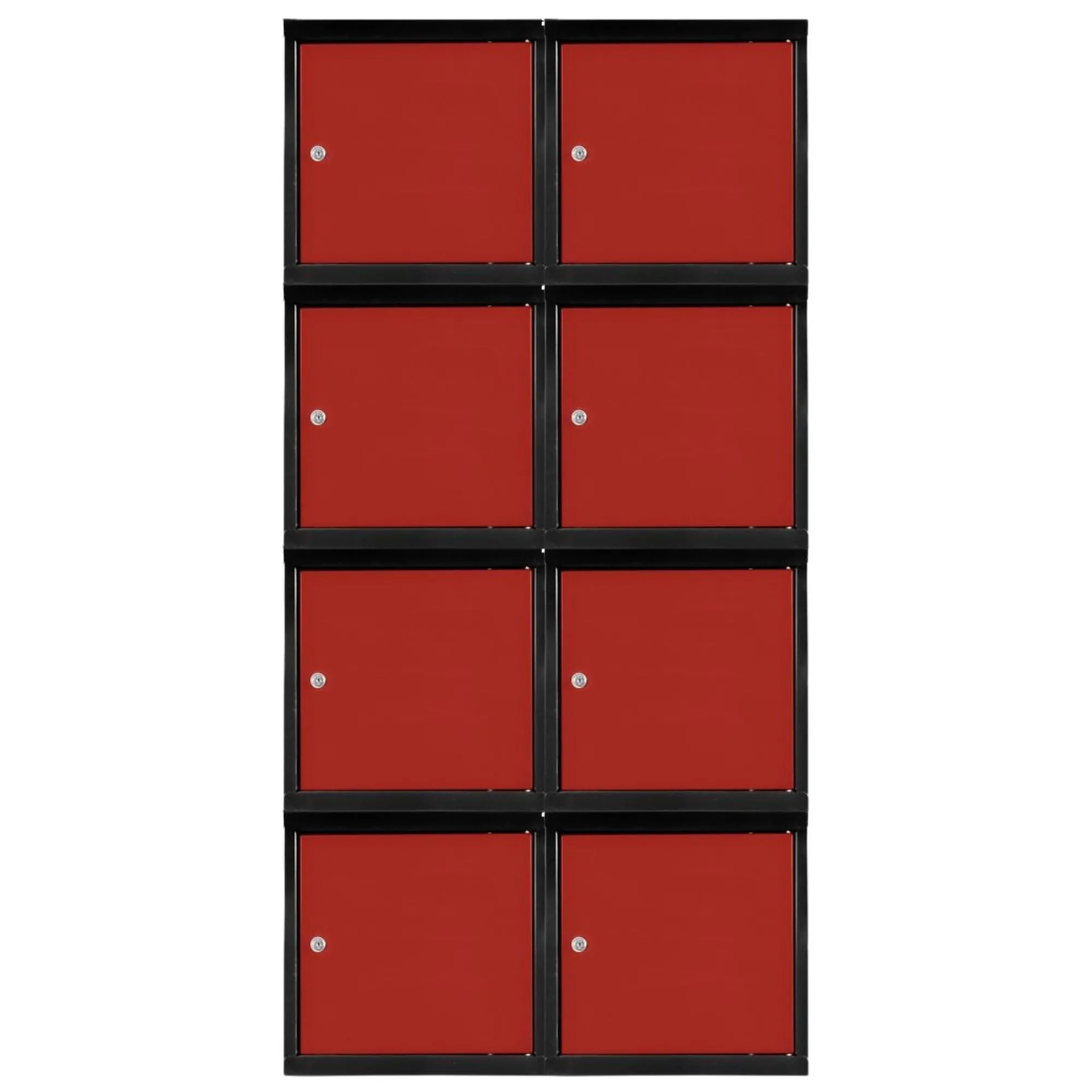 Mega Deal | 8x Schließfachwürfel Blocky mit Zylinderschloss + 2 Schlüssel | HxBxT 40x40x40cm | Anthrazit/Verkehrsrot