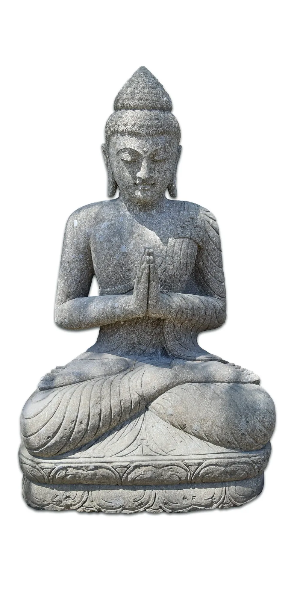 Stein-Skulptur 'Buddha sitzend', H 150 cm, B 85 cm, L 63 cm