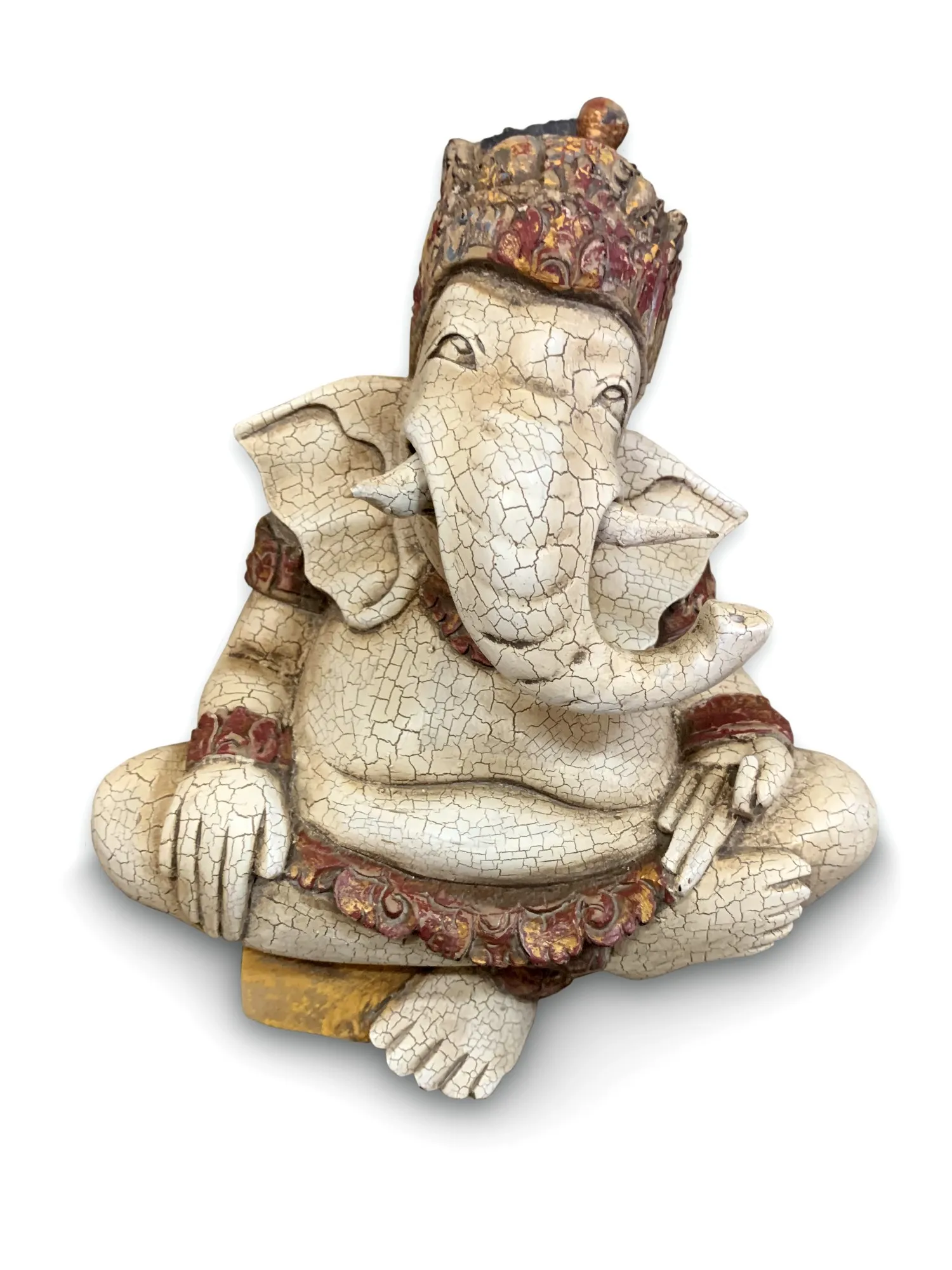 Skulptur 'Lachender Ganesha', antik weiß, H 21 cm, B 19 cm, L 10 cm