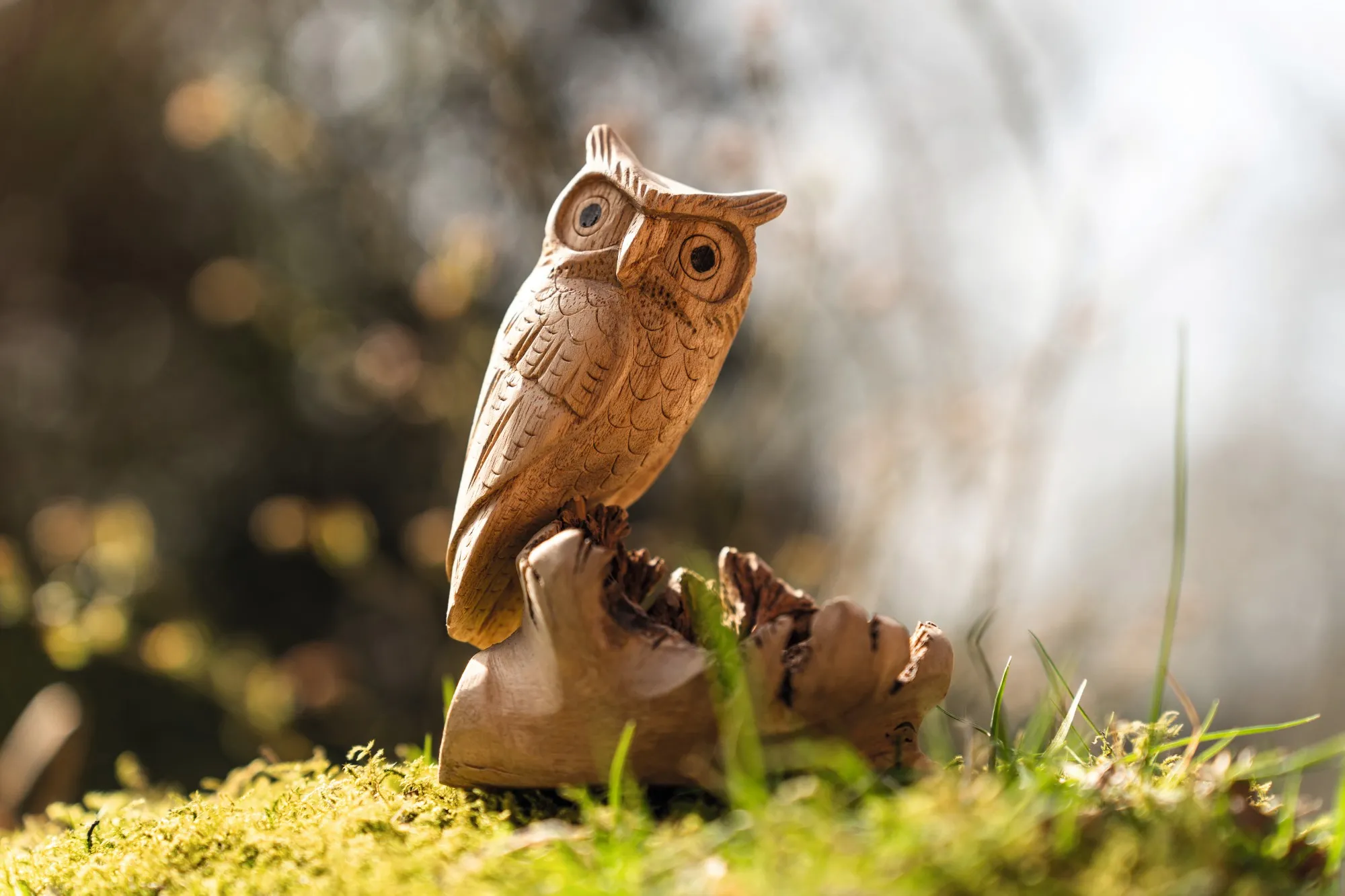 Figur 'Eule' aus Holz, H 13 cm, B 10 cm, T 9 cm