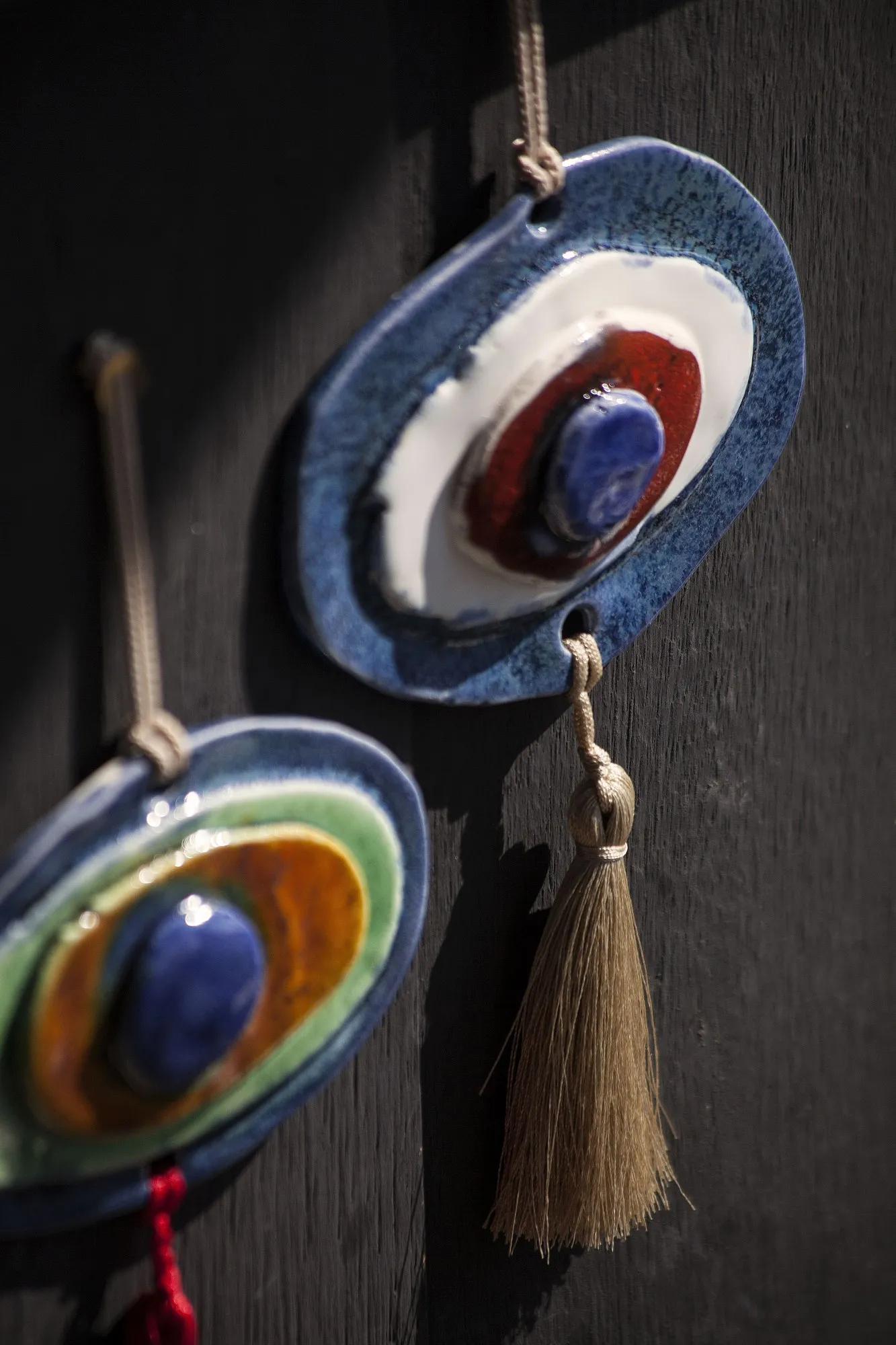 Wandschmuck 'Nazar', Keramik, blau/weiß/orange, B 10,5 cm, H 8 cm, T 2 cm