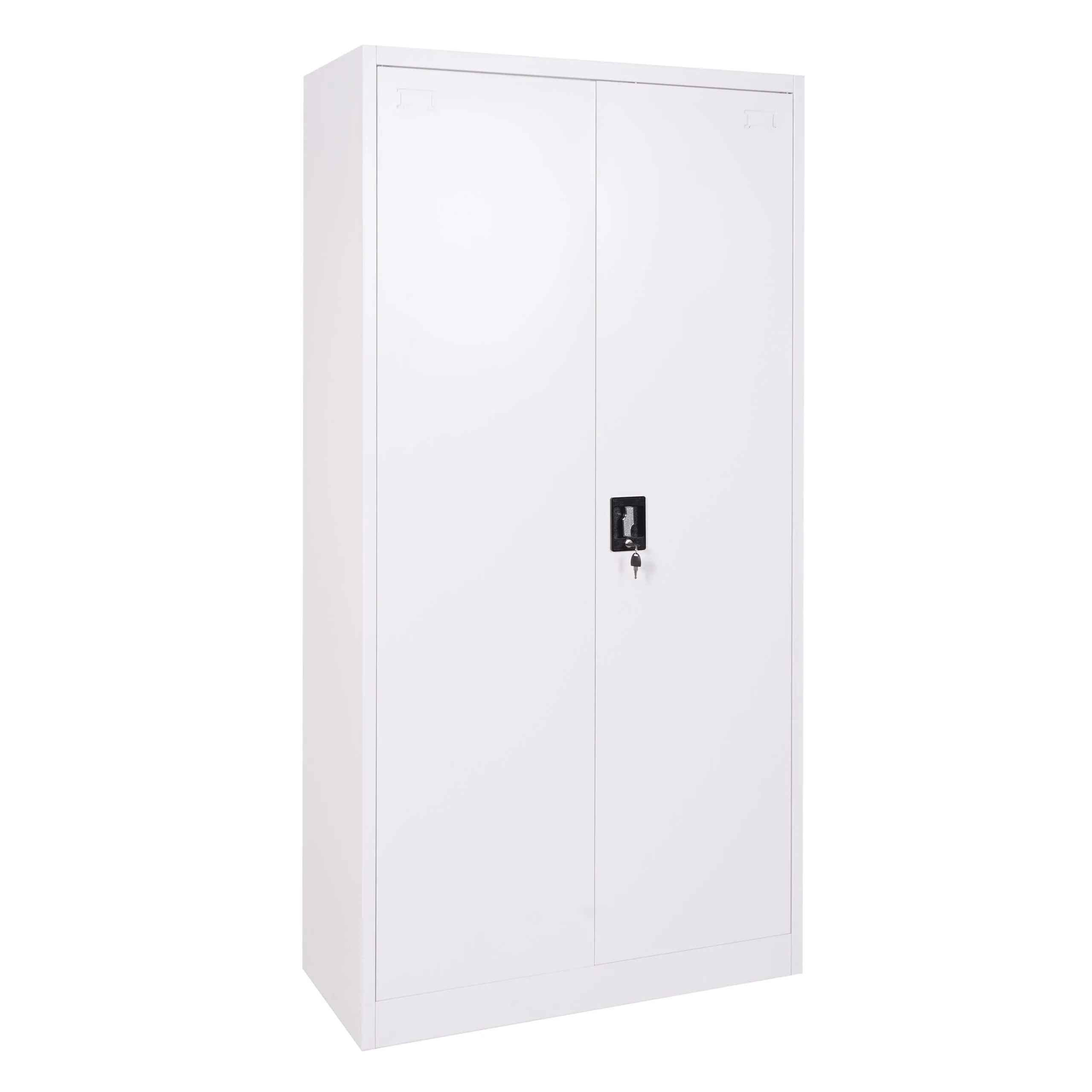 Aktenschrank | HxBxT 185x90x40cm | 2 Türen abschließbar Metall | Weiß | Stahlschrank Büroschrank Schrank