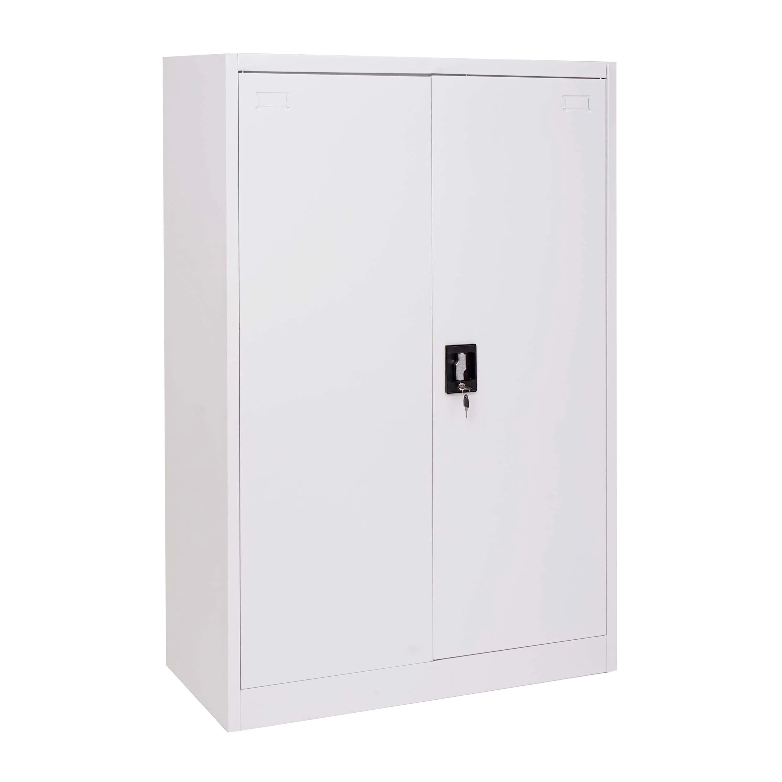 Aktenschrank | HxBxT 140x90x40cm | 2 Türen abschließbar Metall | Weiß | Stahlschrank Büroschrank Schrank