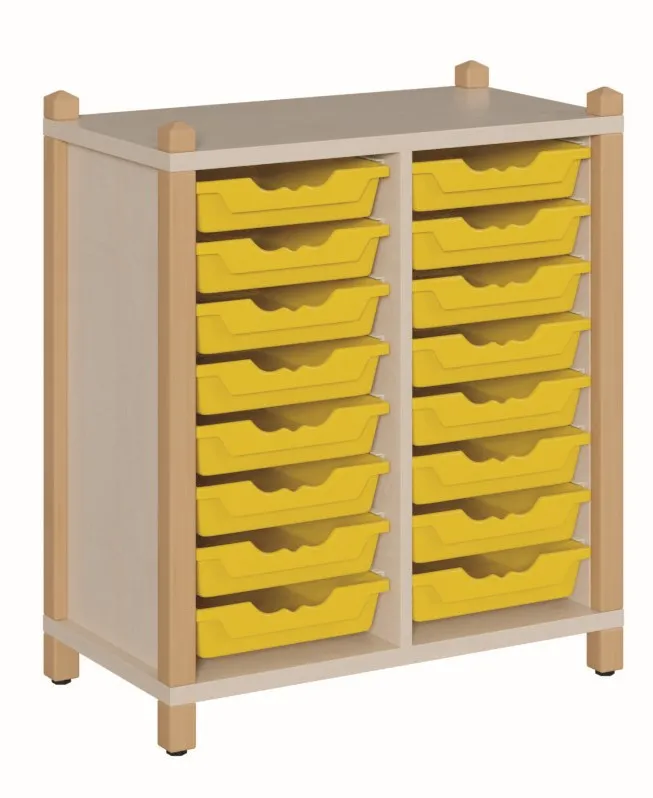 Stollenschränke mit 16, 24 oder 32 flachen ErgoTray Boxen, Höhe 80 cm