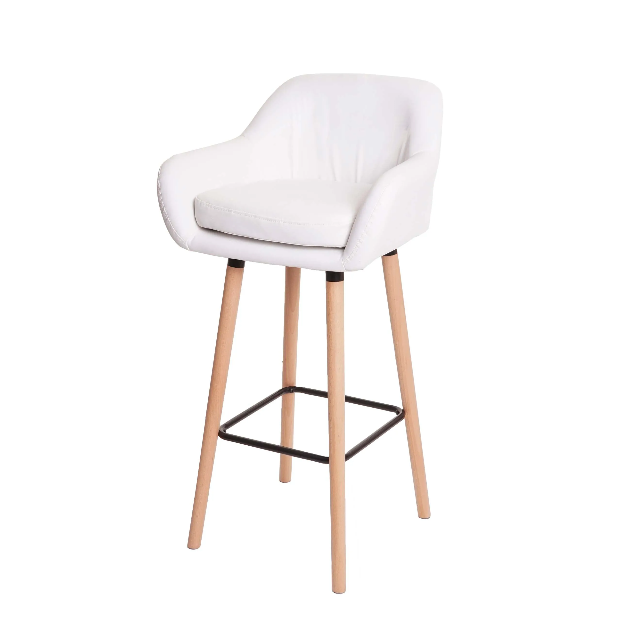 2er-Set Barhocker Oslo mit Lehne | Sitzhöhe 79cm | Kunstleder | Weiß | Barstuhl Tresenhocker