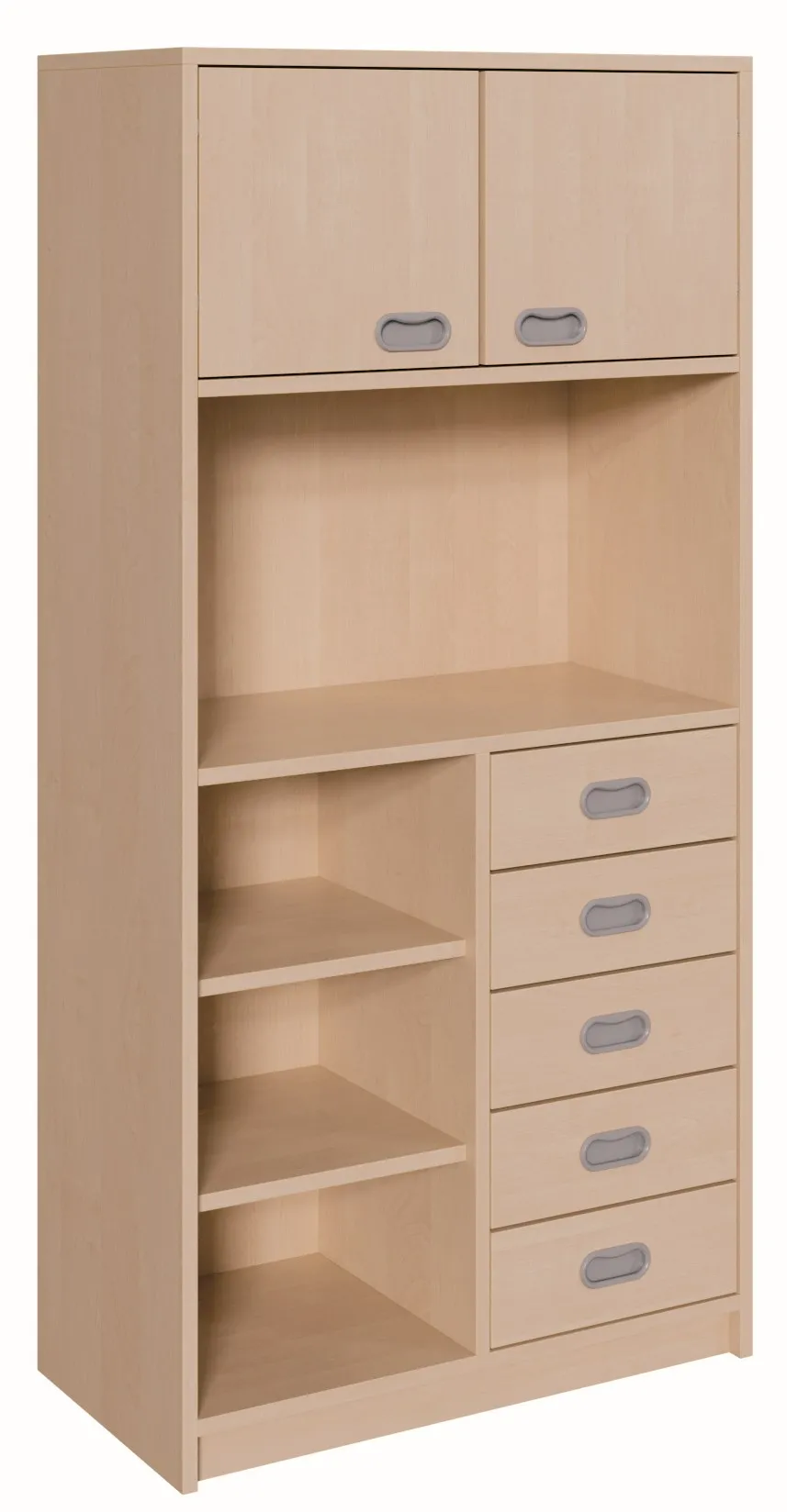 Schrank mit offenem Regal, Dekorschüben und Schrankaufsatz, Breite 78 cm