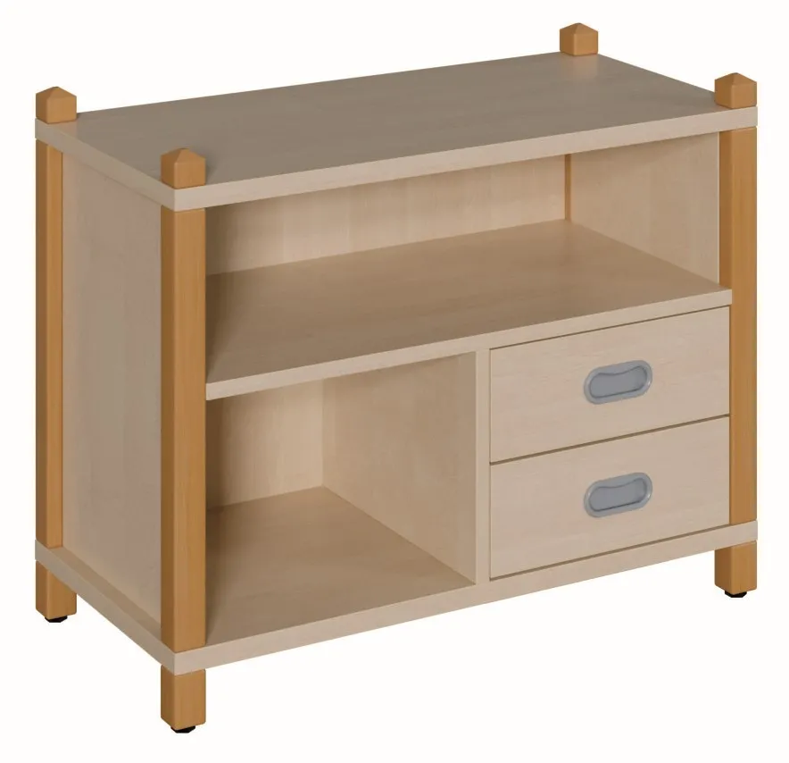 Stollenkommode mit Regalfach und Schüben, Breite: 106 cm