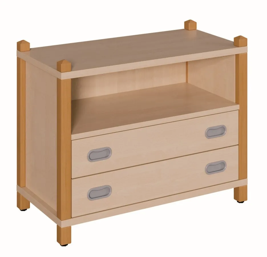 Stollenkommode mit breiten Dekorschüben, Breite: 82 cm