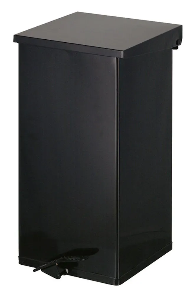 Eckiger feuerfester Pedal-Abfallbehälter Haiti mit Softclose Deckel | 110 Liter, HxBxT 80x39x39cm | Schwarz