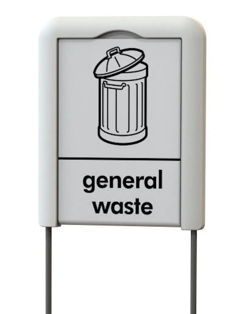 Hinweisschild zur Befestigung am Wertstoffsammler Envirobin | HxB 134,4x21cm | A4-Halterung |