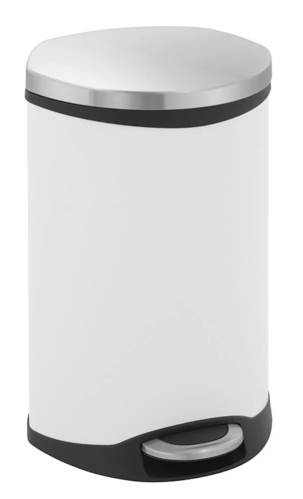 Auffallender muschelförmiger Treteimer | 18 Liter, HxBxT 52,4x29,8x33,6cm | Weiß