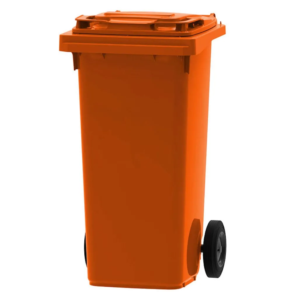 PROREGAL Premium 2-Rad-Mülltonne MGB | 120 Liter, HxBxT 97,4x47,9x55,5cm | HDPE-Kunststoff | Orange