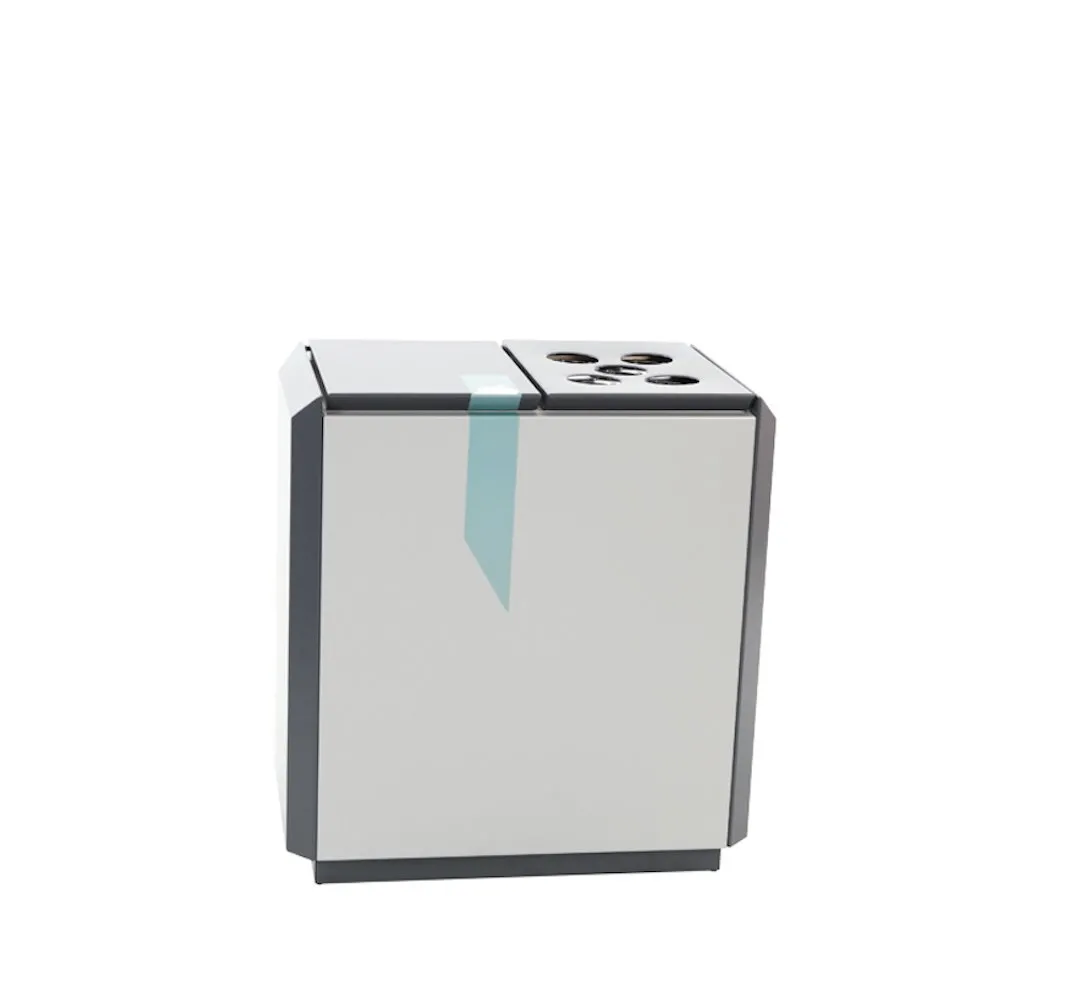 Feuerfester Wertstoffsammler RecycloStar 2 mit Bechersammler | 110 Liter, HxBxT 74,5x69,4x45,3cm | Aluminium | Anthrazit / Grau