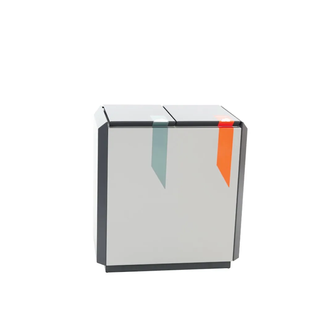 Feuerfester Wertstoffsammler RecycloStar 2 | 110 Liter, HxBxT 74,5x69,4x45,3cm | Aluminium | Anthrazit / Grau